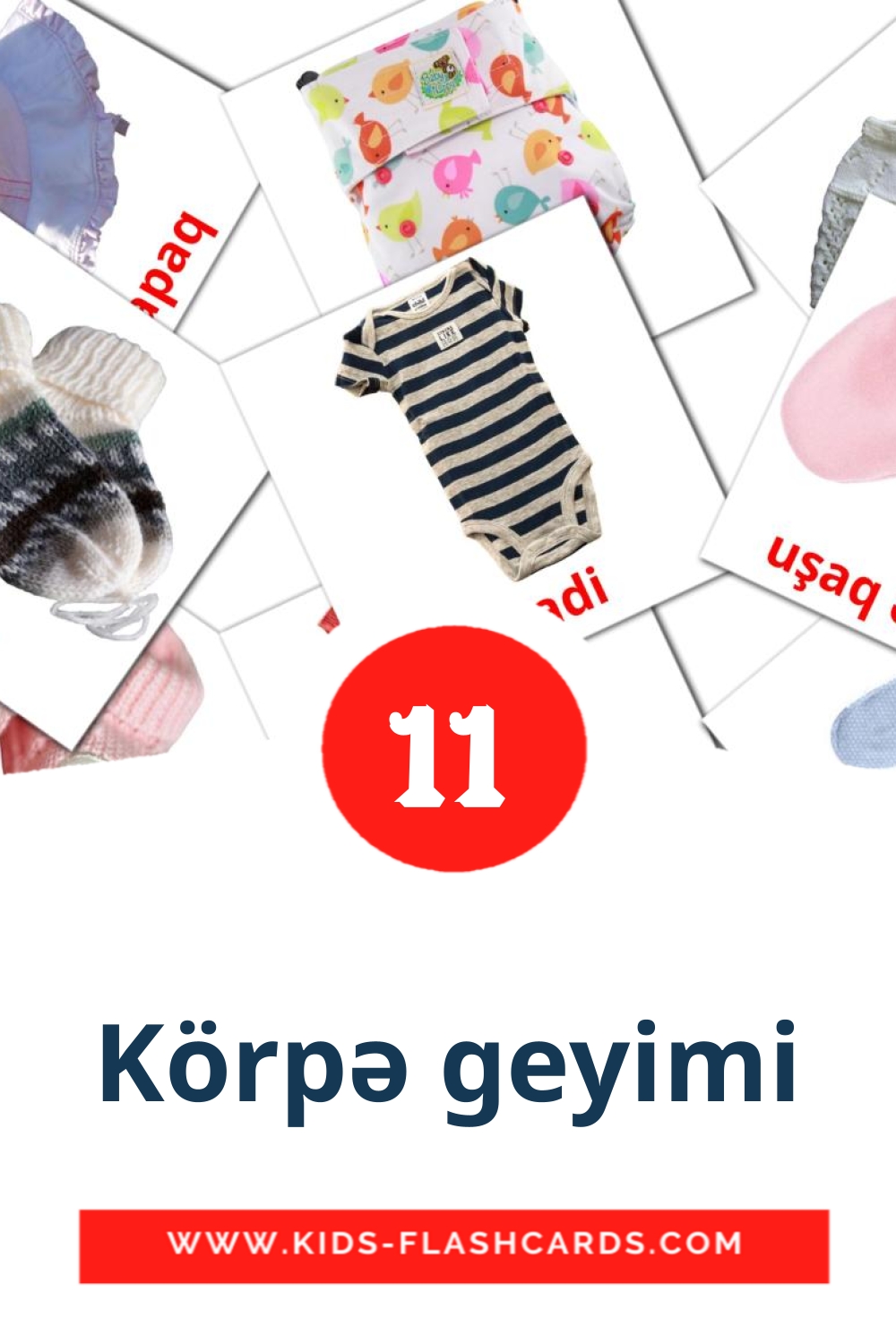 12 Körpə geyimi Picture Cards for Kindergarden in azerbaijani