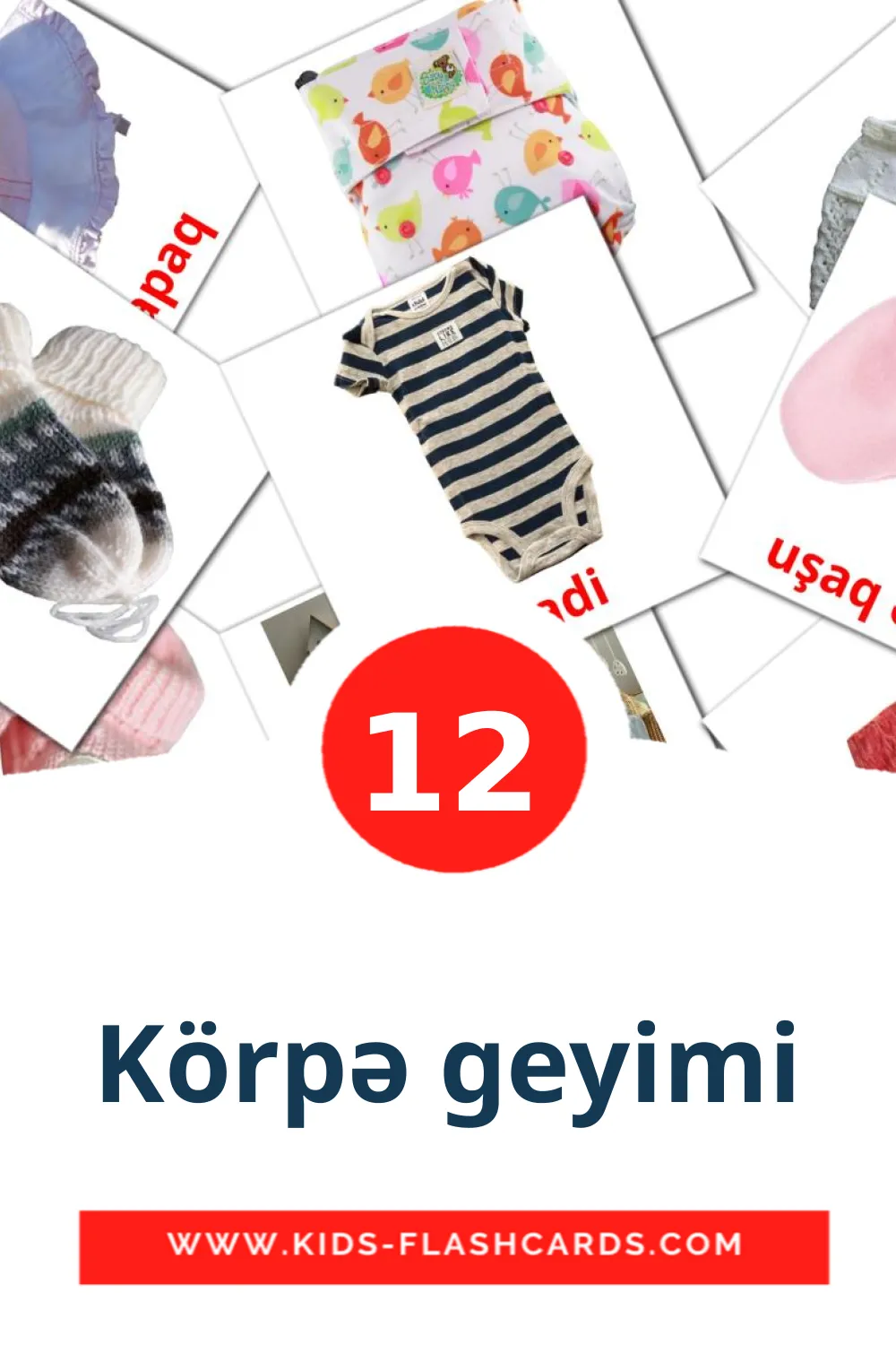 12 carte illustrate di Körpə geyimi per la scuola materna in azerbaijani