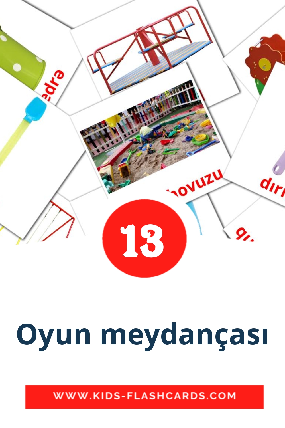 13 Oyun meydançası Picture Cards for Kindergarden in azerbaijani