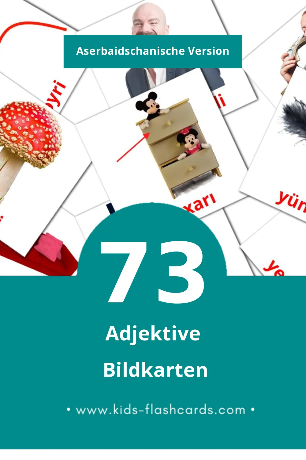 Visual Sifətlər Flashcards für Kleinkinder (73 Karten in Aserbaidschanisch)