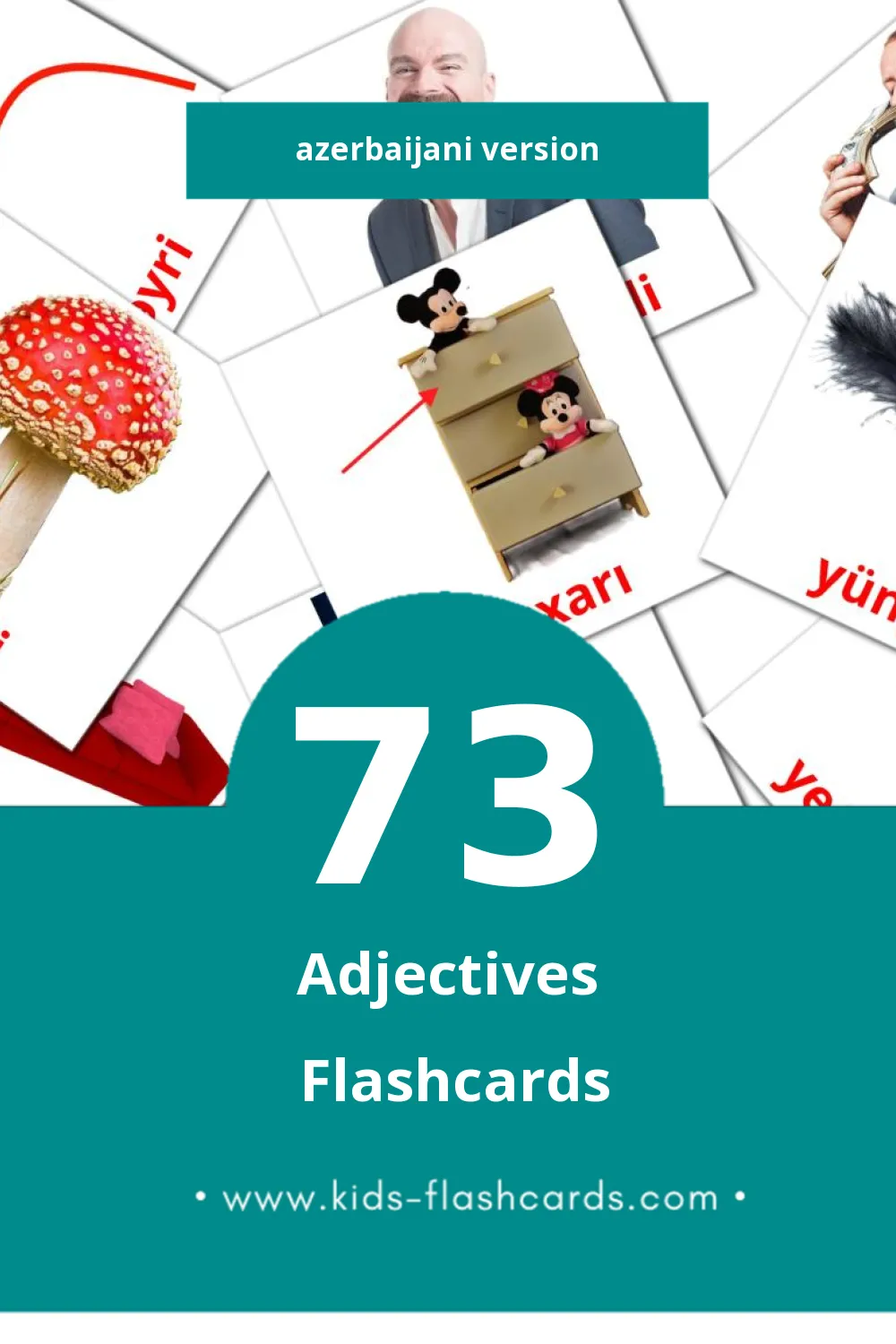 Visual Sifətlər Flashcards for Toddlers (73 cards in Azerbaijani)