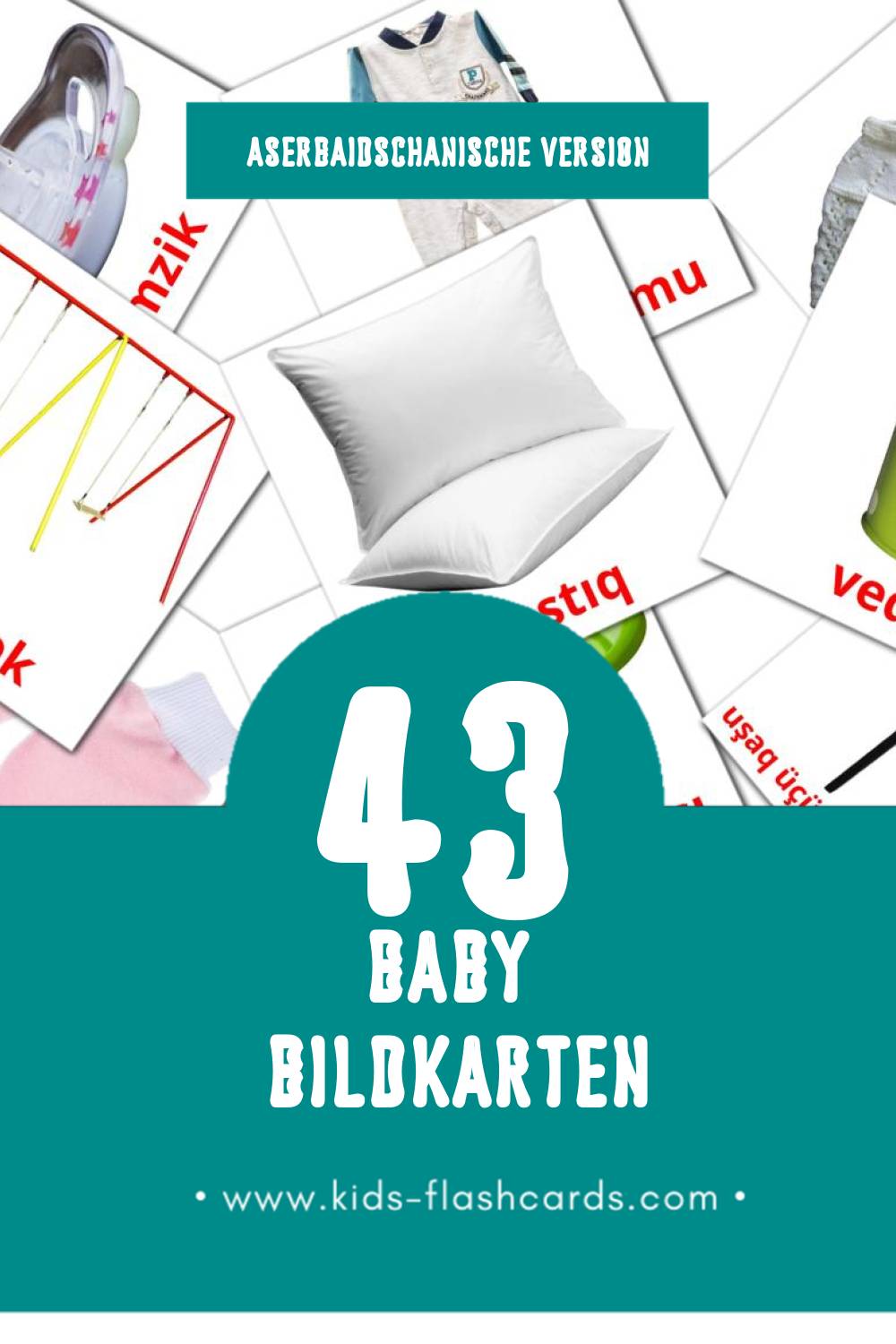 Visual Körpə Flashcards für Kleinkinder (43 Karten in Aserbaidschanisch)