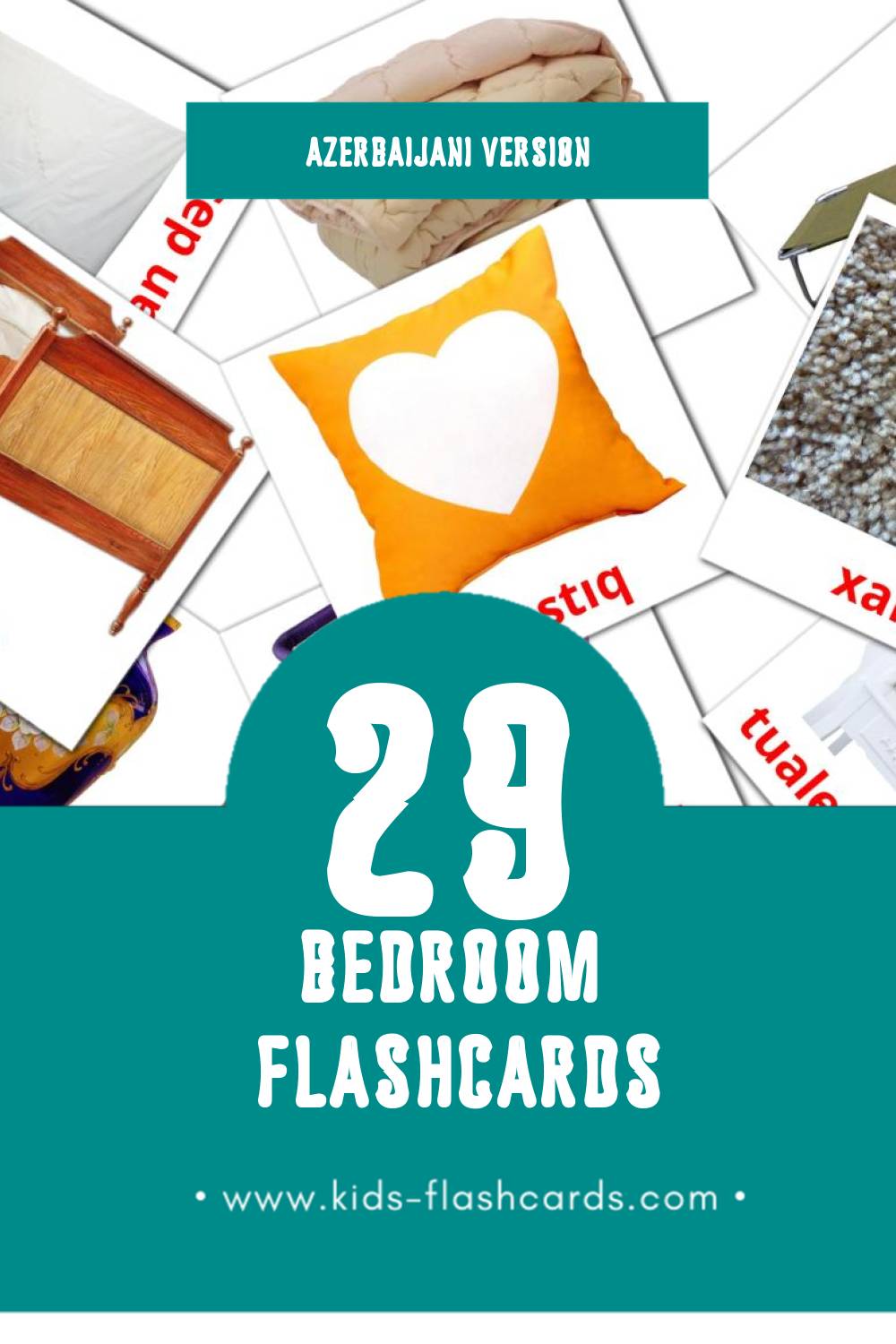 Visual Yataq otağı Flashcards for Toddlers (33 cards in Azerbaijani)