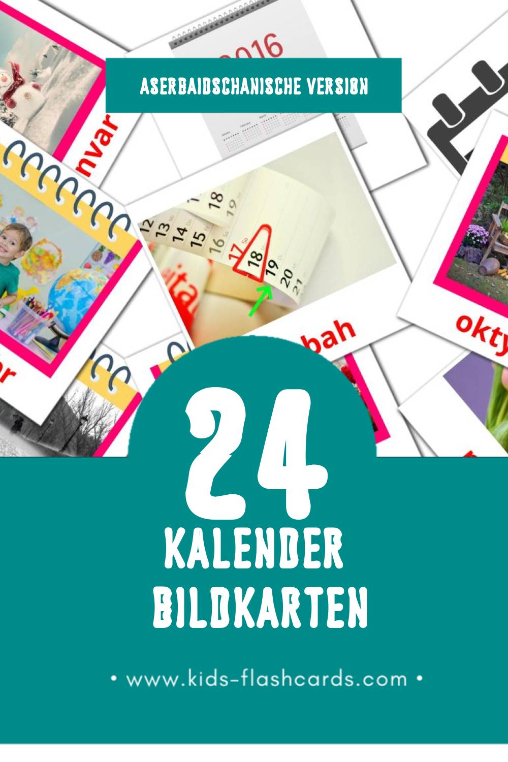 Visual Təqvim Flashcards für Kleinkinder (24 Karten in Aserbaidschanisch)