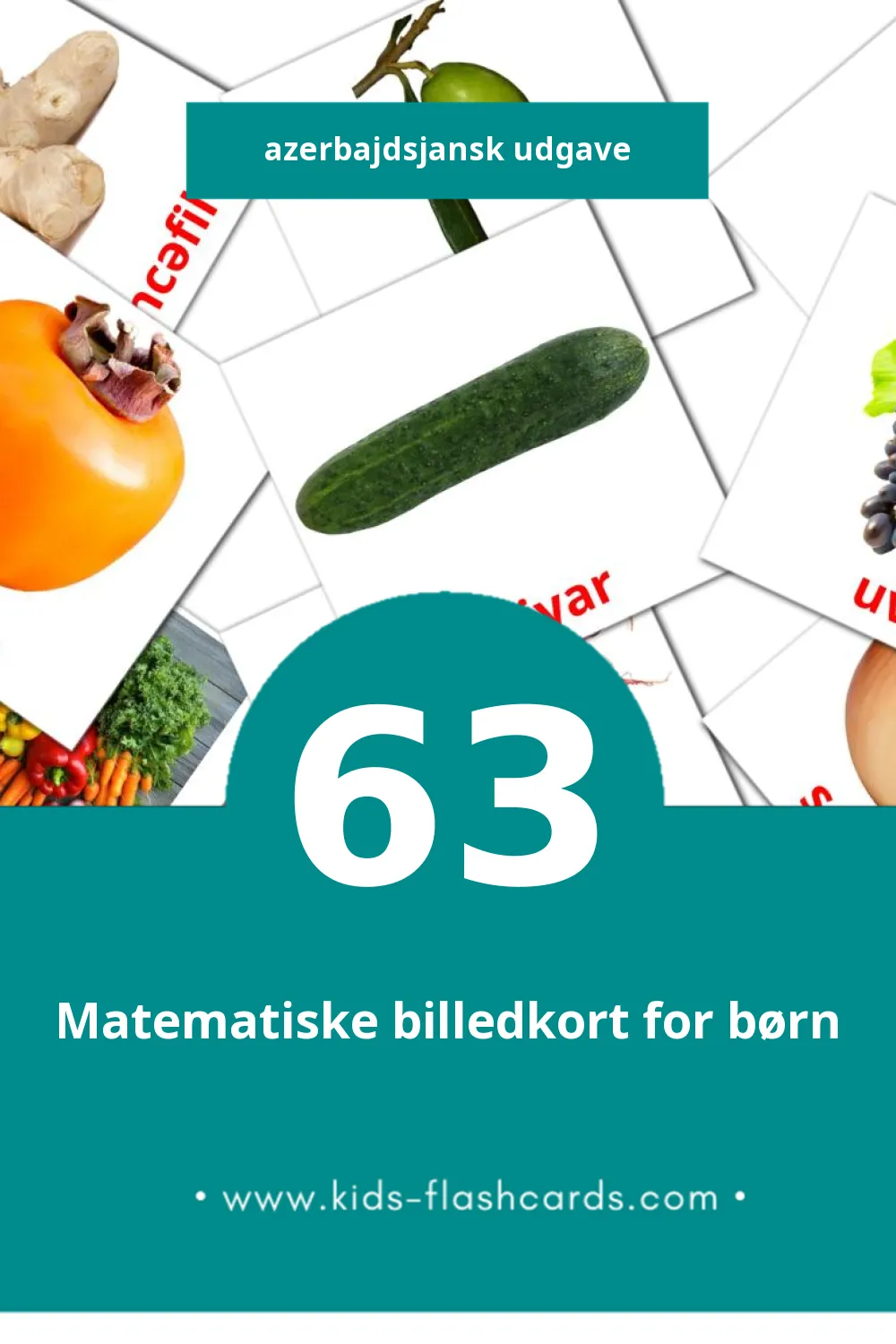 Visuelle billedkort for børn om Giləmeyvə til småbørn (63 kort på Azerbajdsjansk)