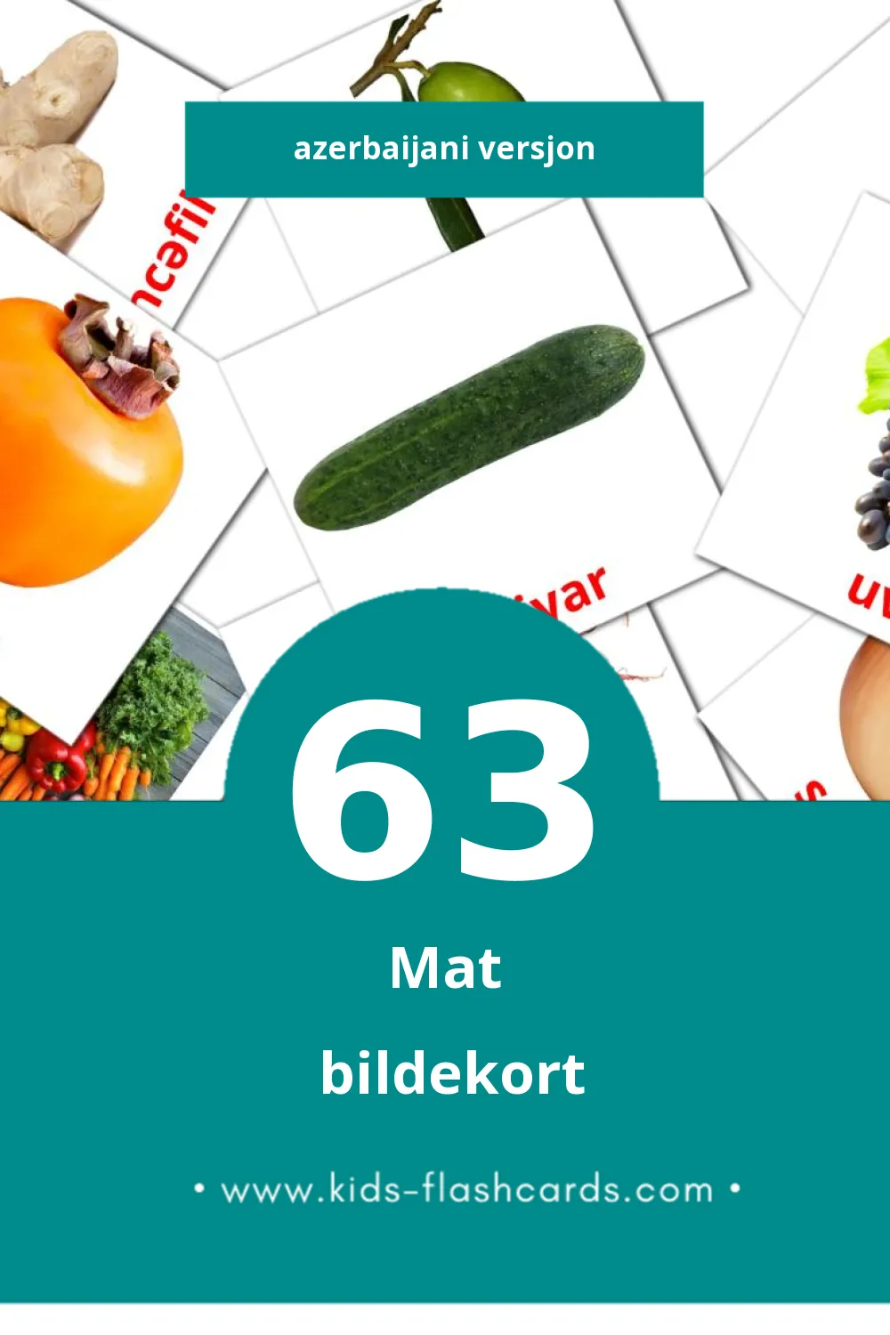 Visuelle Giləmeyvə bildekort for småbarn (63 kort på Azerbaijani)