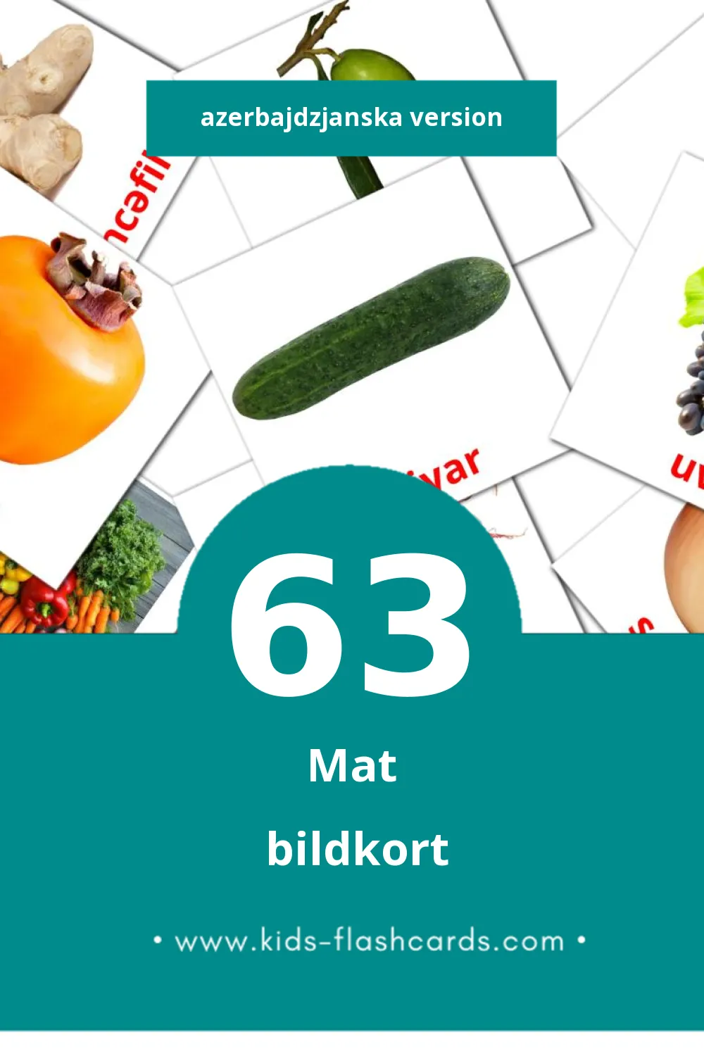 Visuella Giləmeyvə för småbarn (63 bildkort för barn på Azerbajdzjanska)