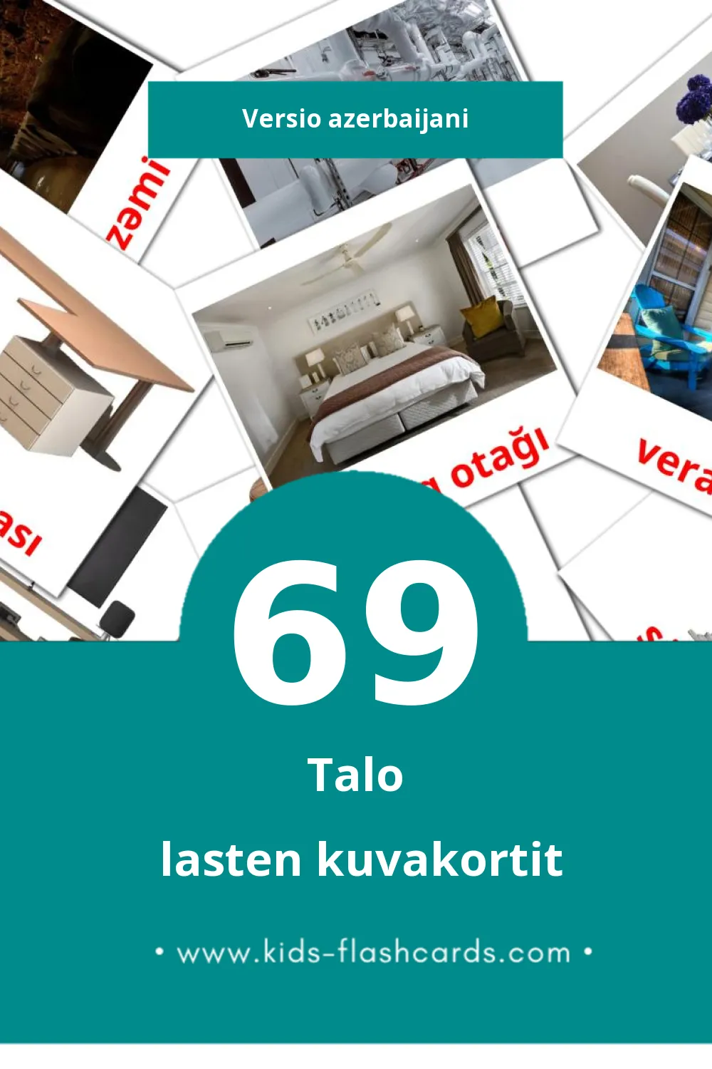 Будинок lasten kuvakortit pikkulapsille (69 korttia Azerbaijaniksi)
