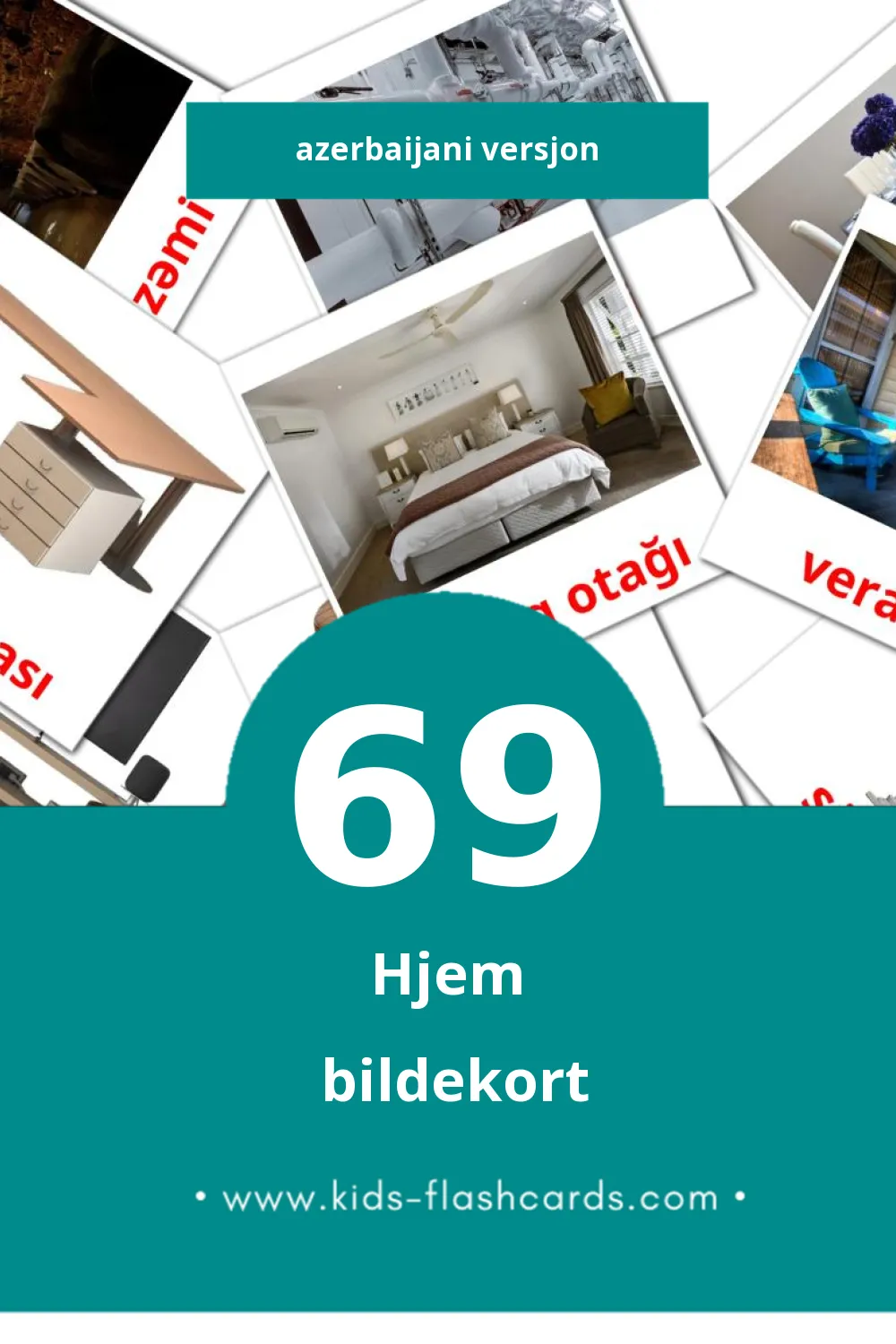 Visuelle Будинок bildekort for småbarn (69 kort på Azerbaijani)