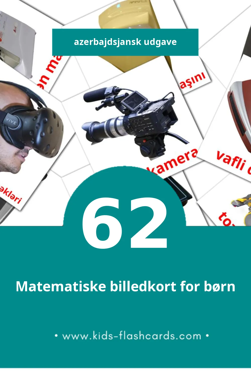 Visuelle billedkort for børn om məişət texnikası til småbørn (62 kort på Azerbajdsjansk)