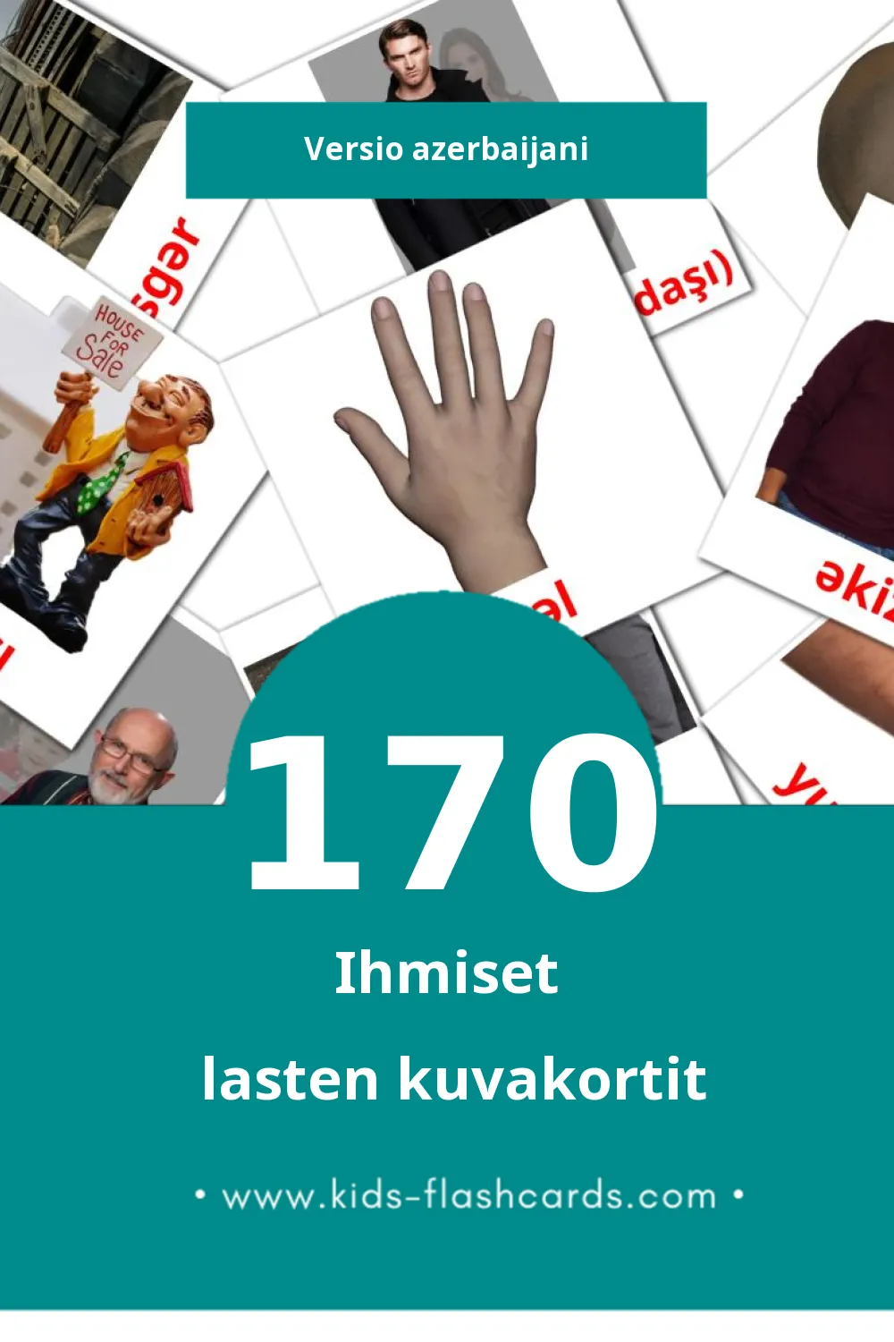 Insanlar lasten kuvakortit pikkulapsille (170 korttia Azerbaijaniksi)