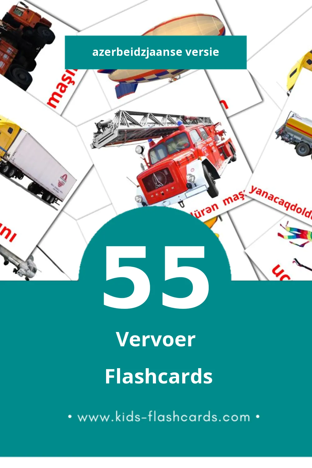 Visuele ջրային տրանսպորտ Flashcards voor Kleuters (55 kaarten in het Azerbeidzjaans)