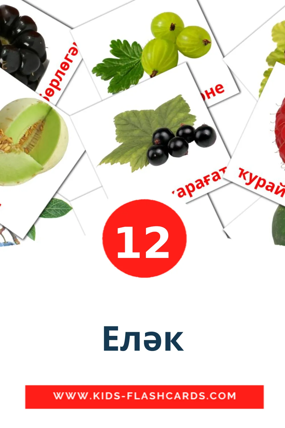 12 billedkort for børn med Еләк til børnehaveklassen på bashkir