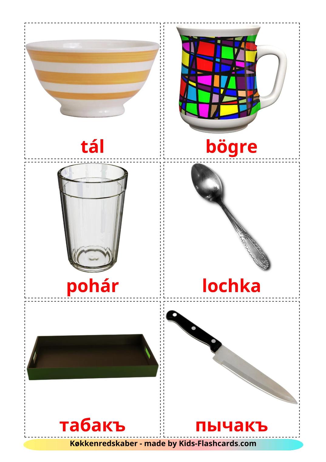 Crockery and cutlery - 26 Free Printable bashkir Flashcards