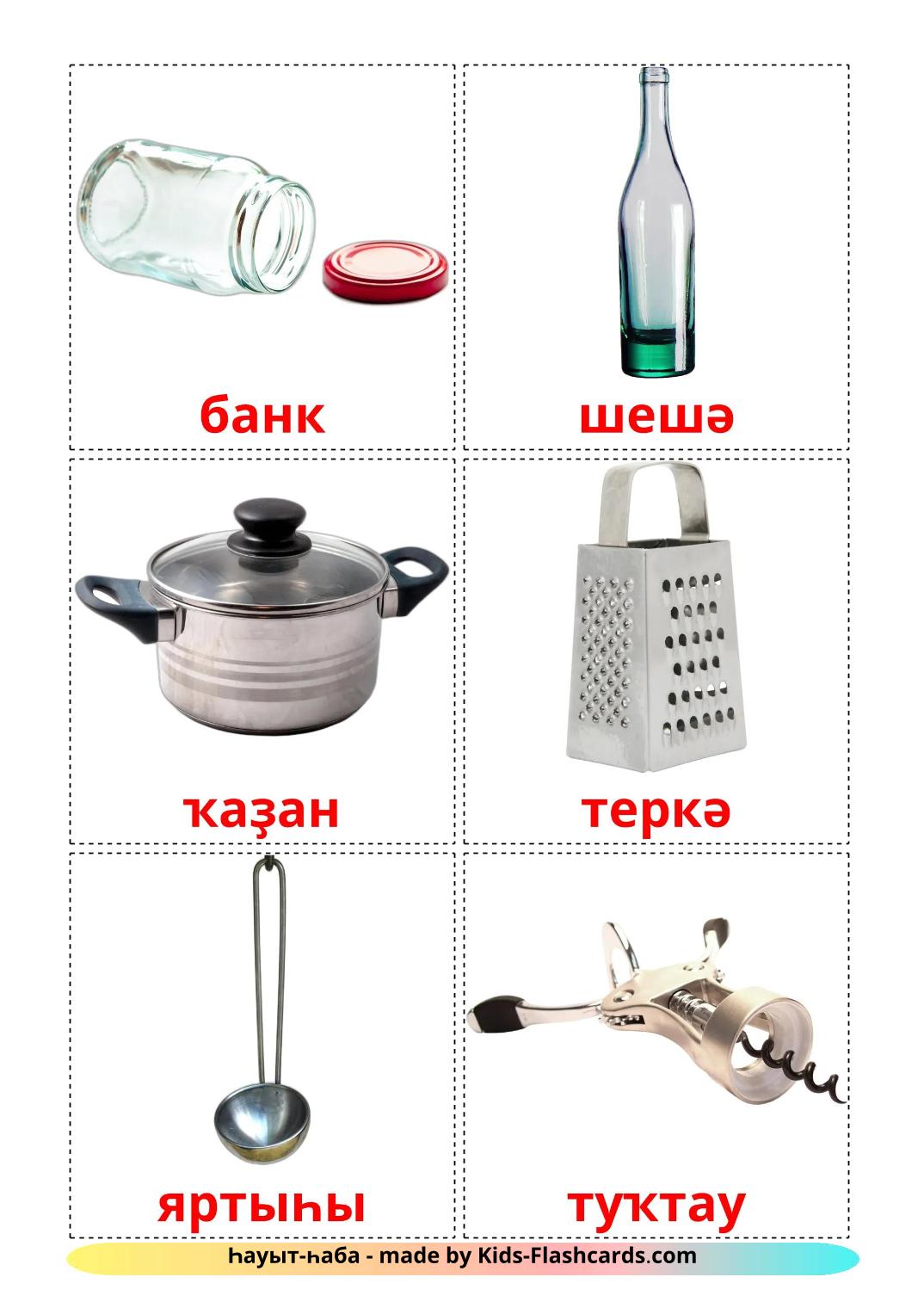 Køkkengrej - bashkir gratis bashkir billedkort for børn til udskrivning