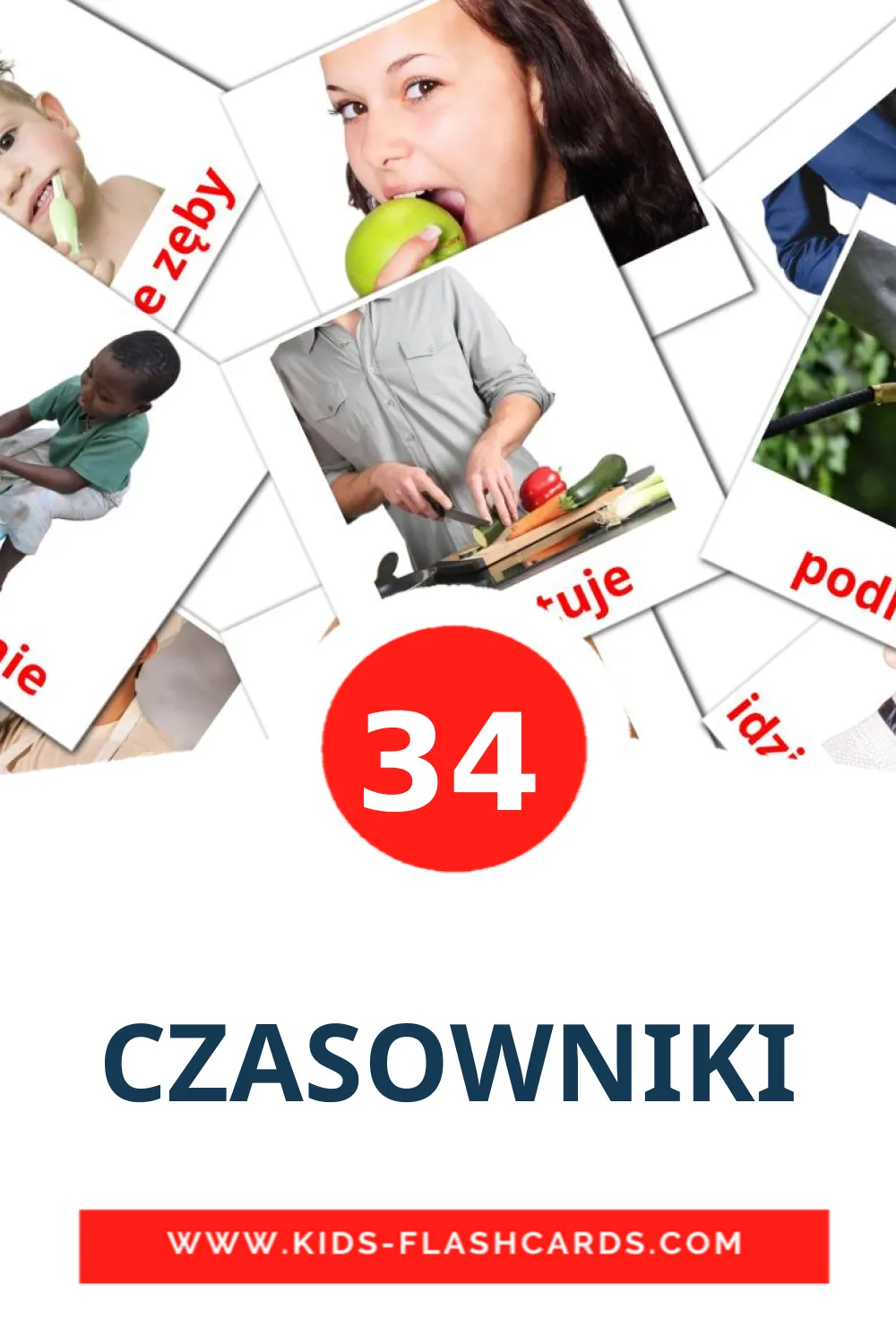 34 CZASOWNIKI Picture Cards for Kindergarden in bashkir