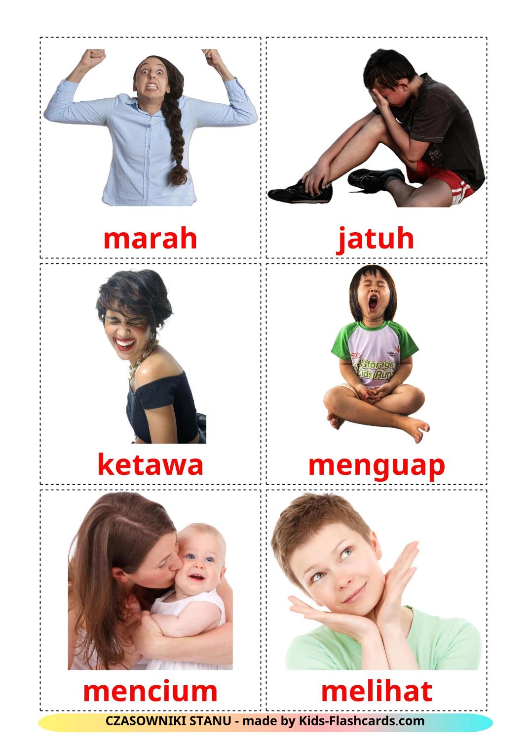 Verbos de Estado - 24 Flashcards bashkires gratuitos para impressão