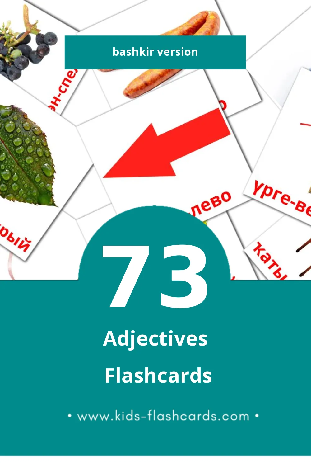 Visual Сифаттар Flashcards for Toddlers (73 cards in Bashkir)