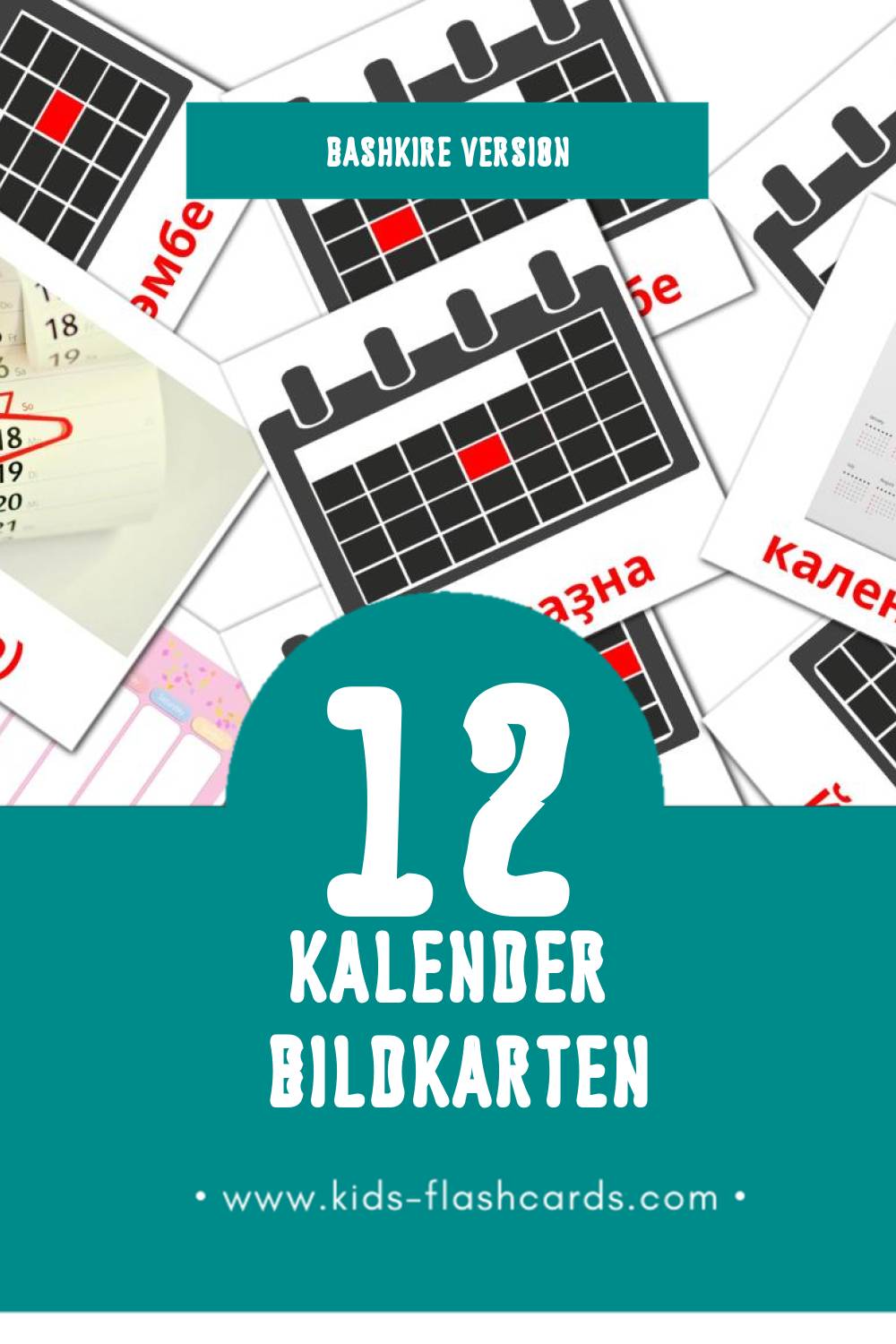 Visual календарь Flashcards für Kleinkinder (24 Karten in Bashkir)
