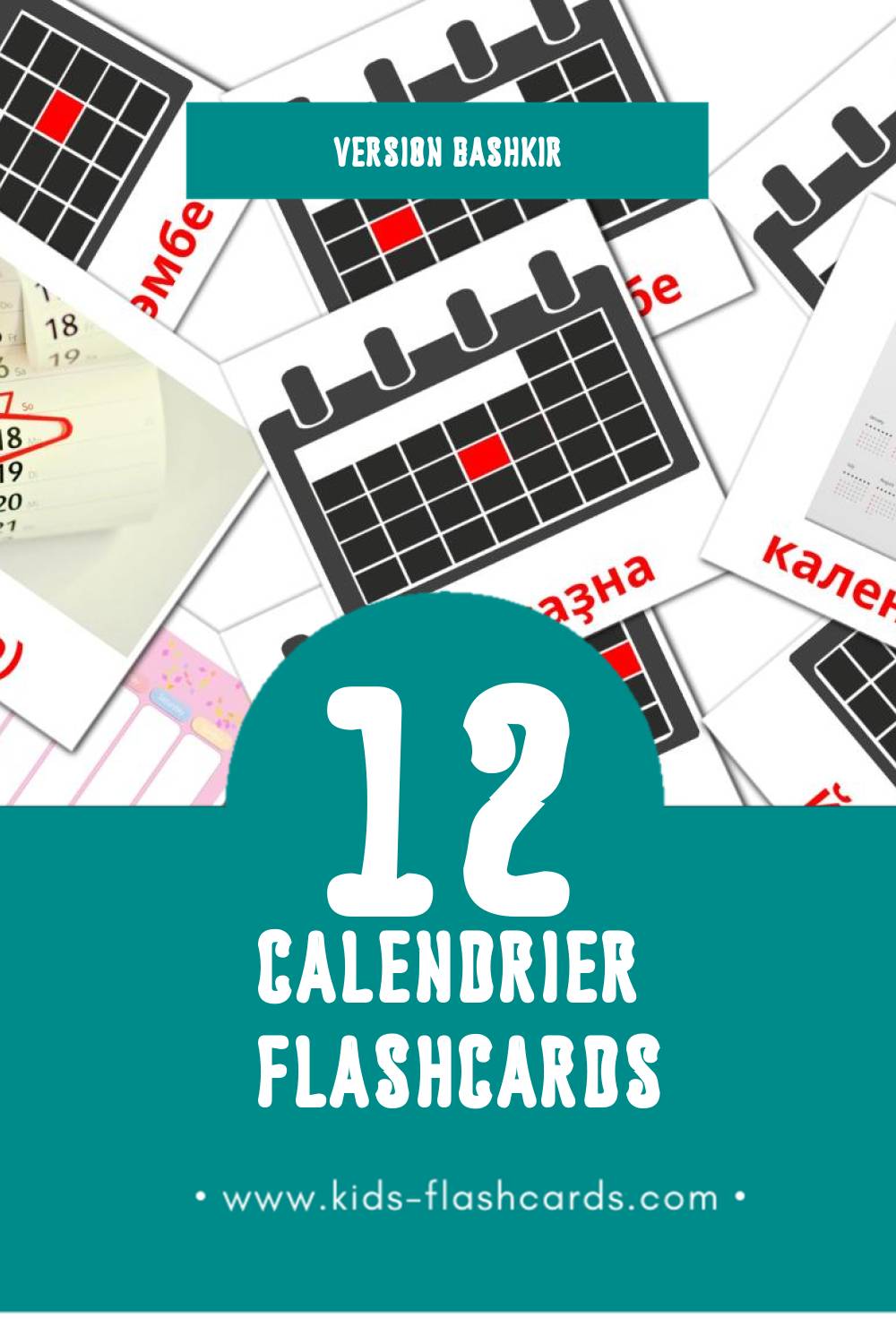 Flashcards Visual календарь pour les tout-petits (24 cartes en Bashkir)