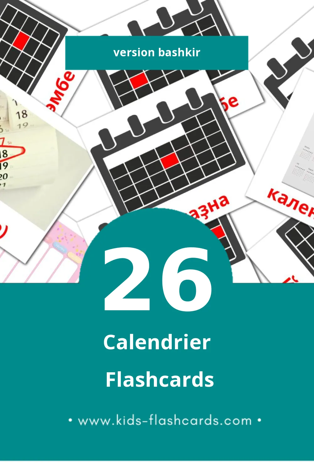 Flashcards Visual календарь pour les tout-petits (26 cartes en Bashkir)