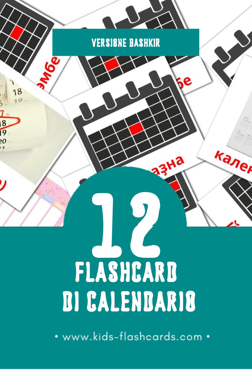 Schede visive sugli календарь per bambini (24 schede in Bashkir)