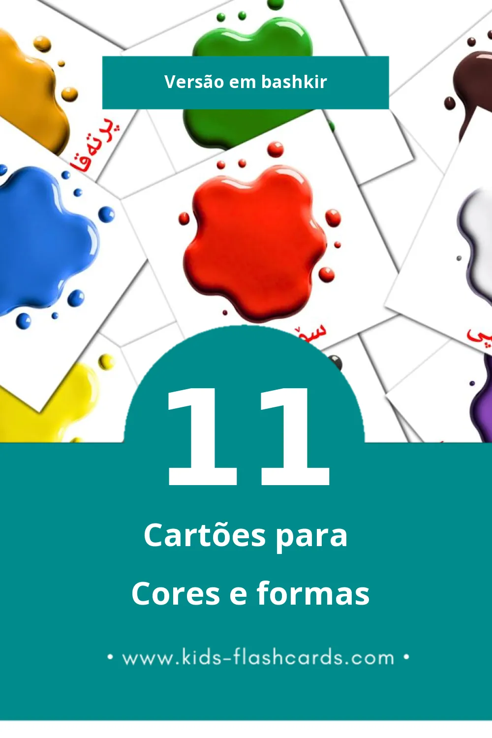 Flashcards de  Vermelho amarelo azul verde laranja roxo rosa preto cinza marrom Visuais para Toddlers (21 cartões em Bashkir)