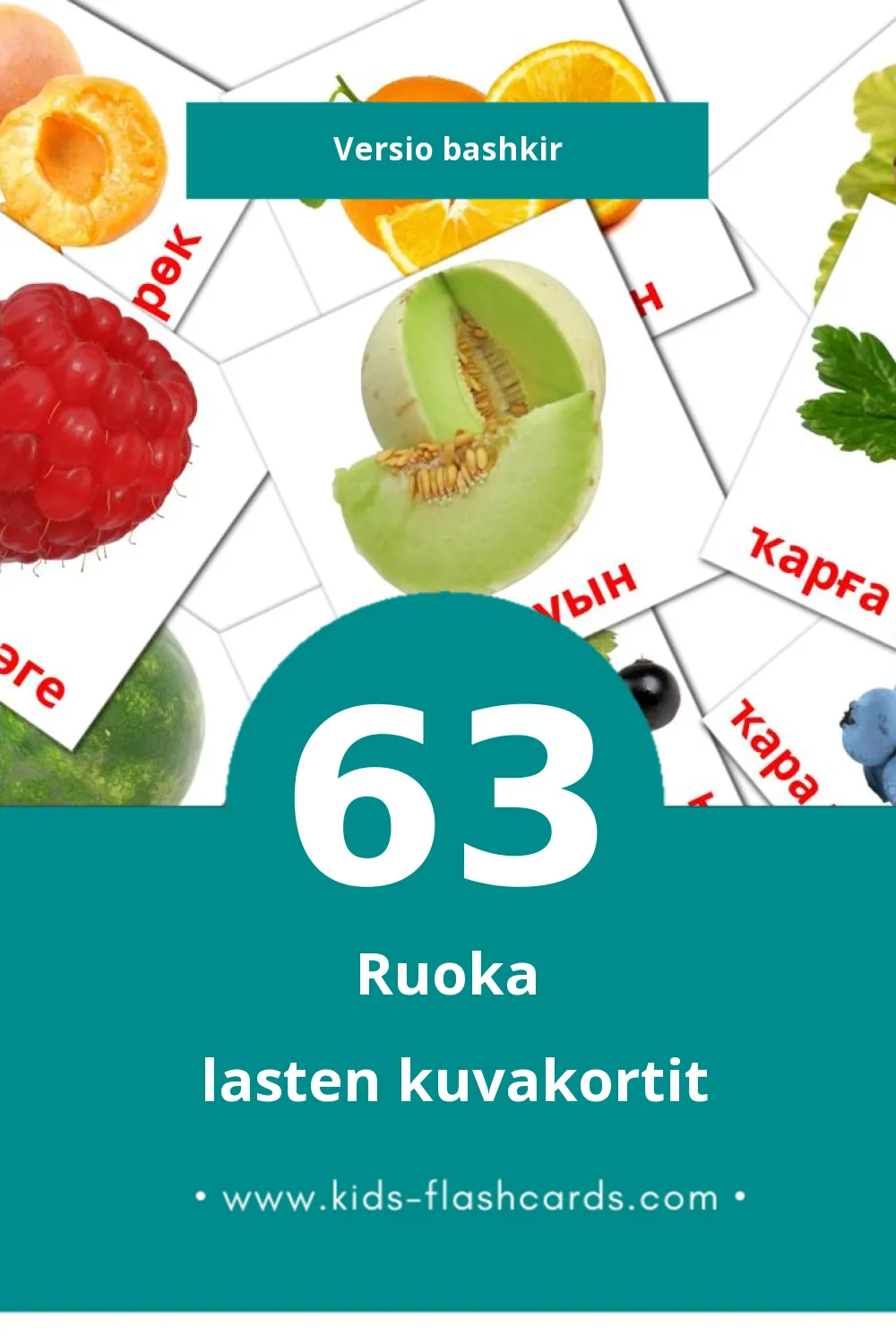 Овощи lasten kuvakortit pikkulapsille (63 korttia Bashkirksi)