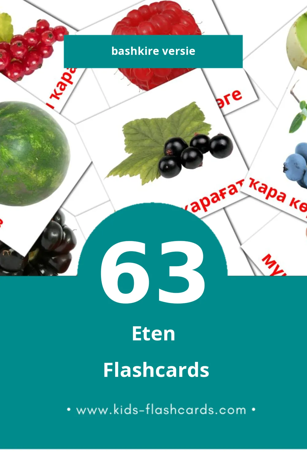 Visuele Овощи Leerkaarten voor Kleuters (63 kaarten in het Bashkir)