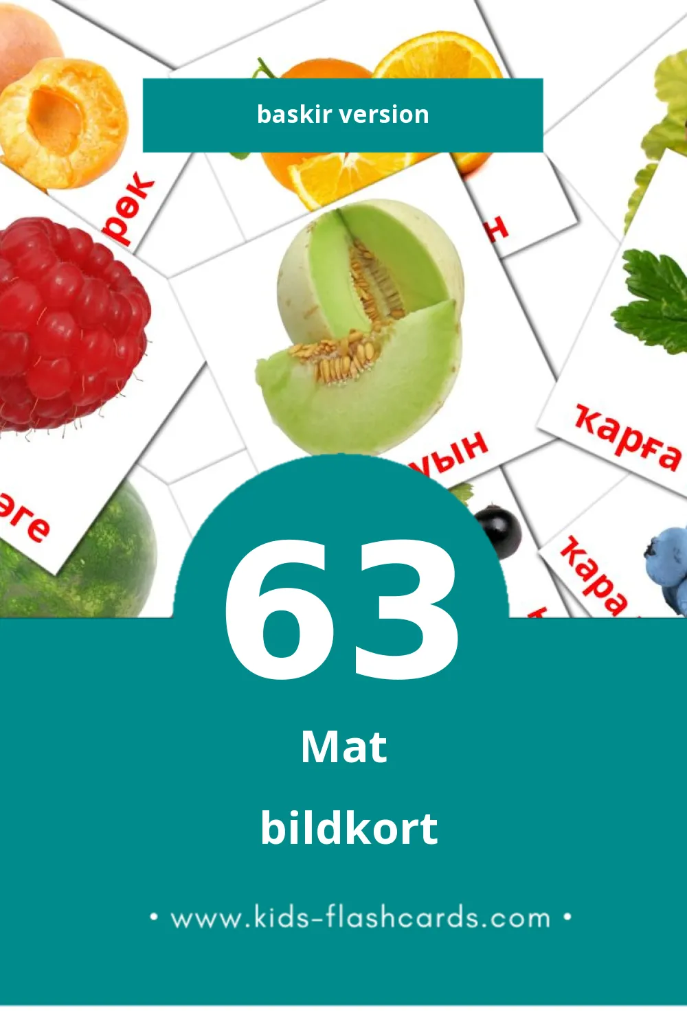 Visuella Овощи för småbarn (63 bildkort för barn på Baskir)