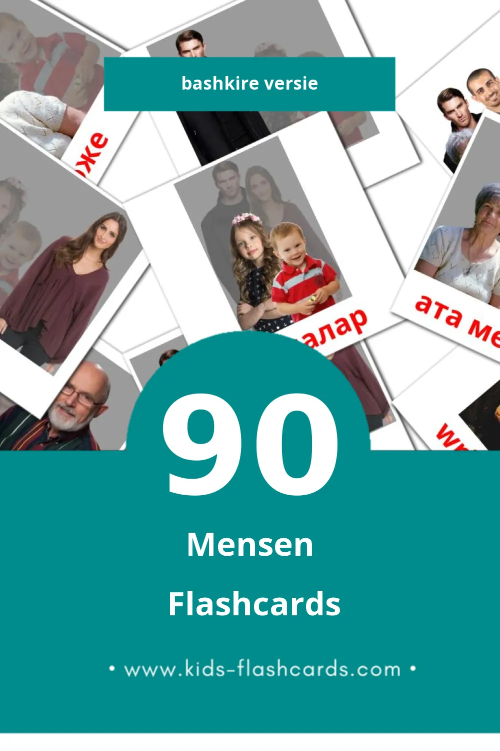 Visuele osoby Leerkaarten voor Kleuters (90 kaarten in het Bashkir)