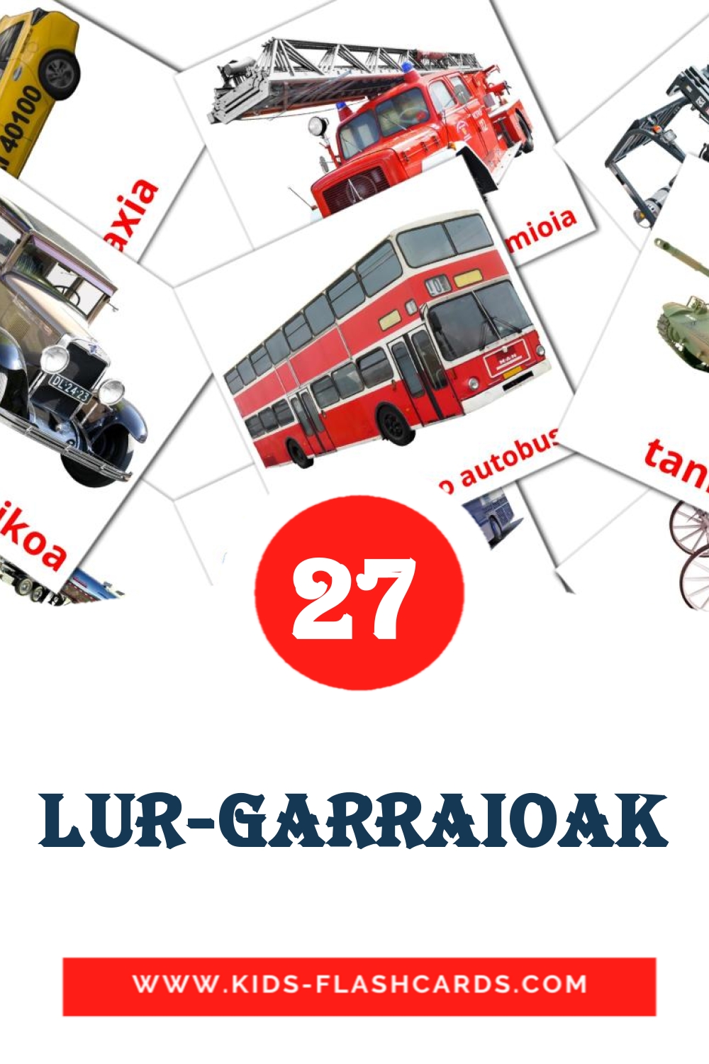 27 Lur-garraioak Bildkarten für den Kindergarten auf Baskische