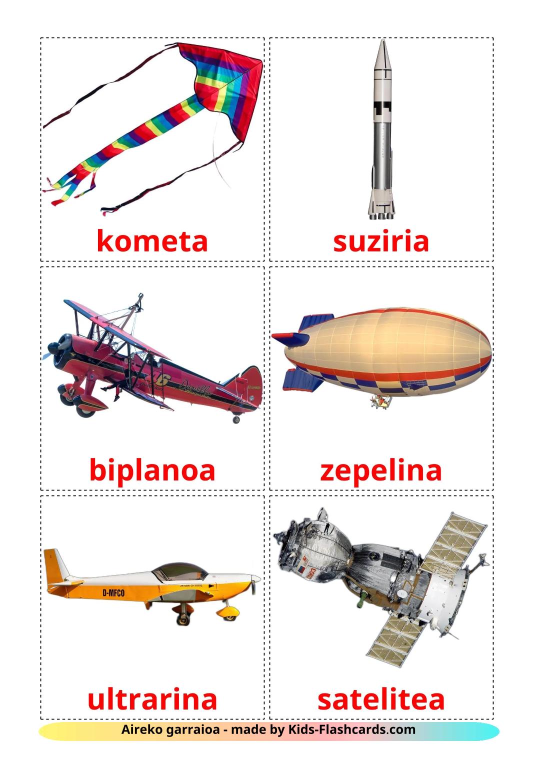 Flugzeuge - 14 kostenlose, druckbare Baskische Flashcards 