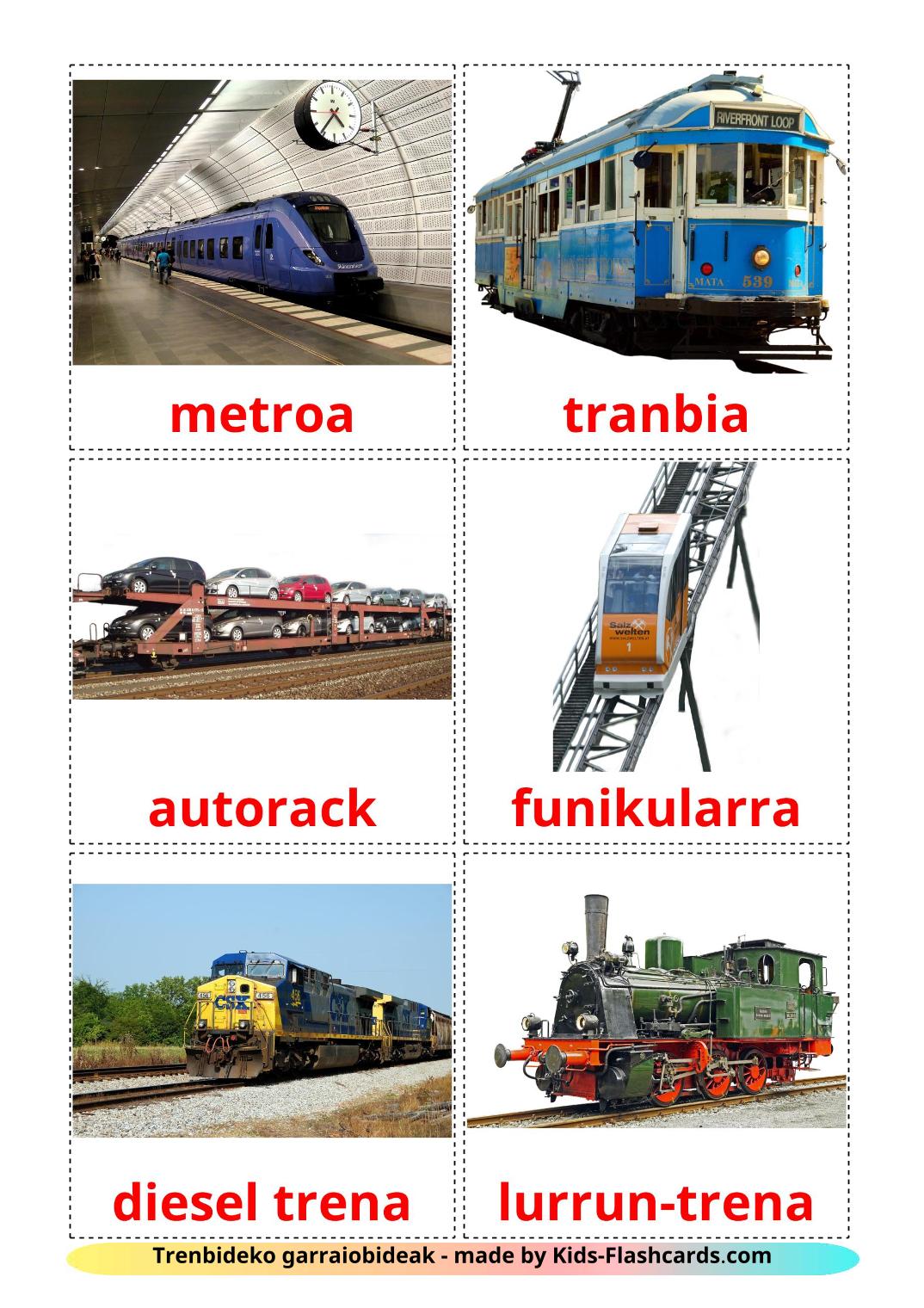 Trasporto ferroviario - 18 flashcards basco stampabili gratuitamente