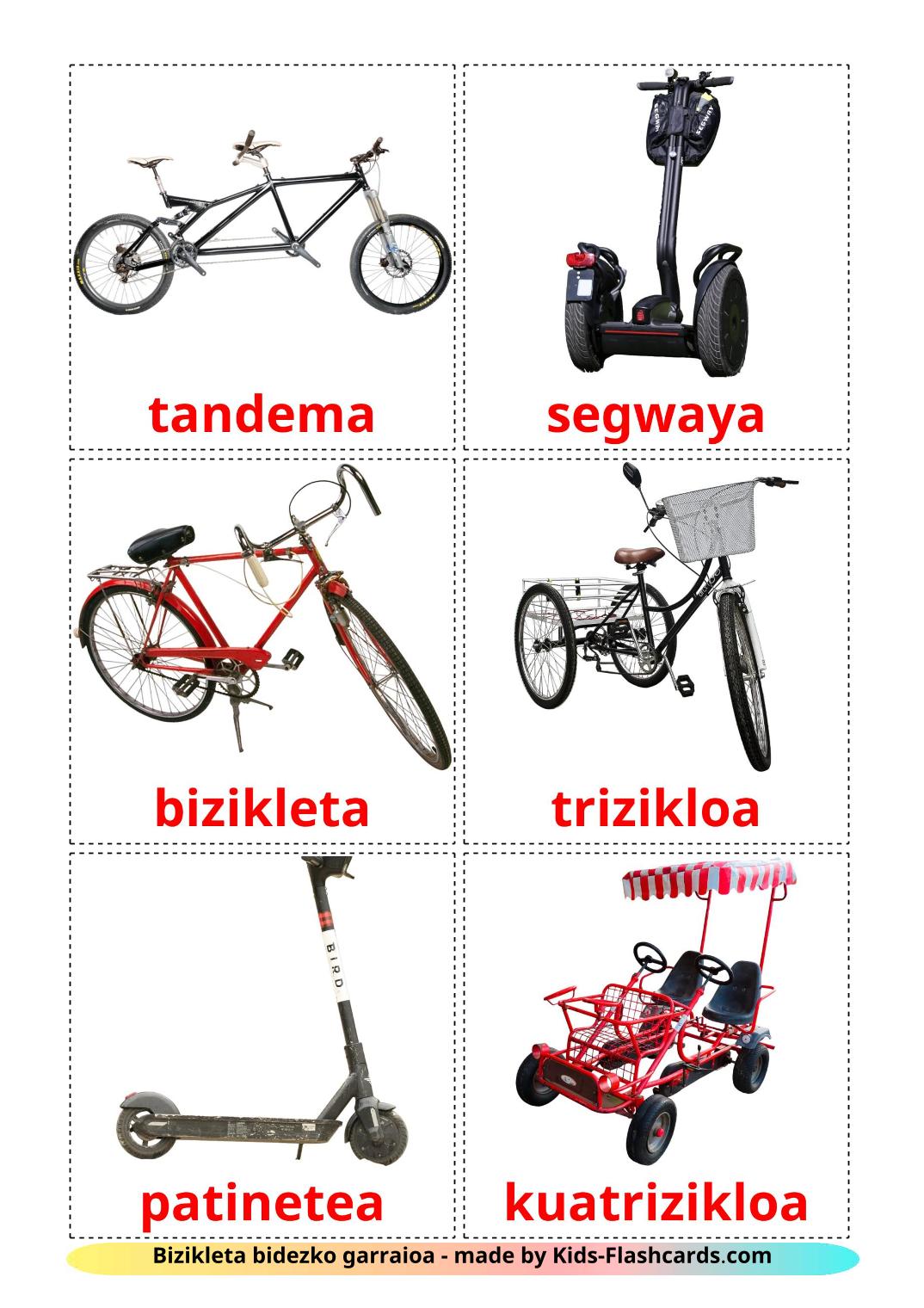 Transporte en Bicicleta - 16 fichas de euskera para imprimir gratis 