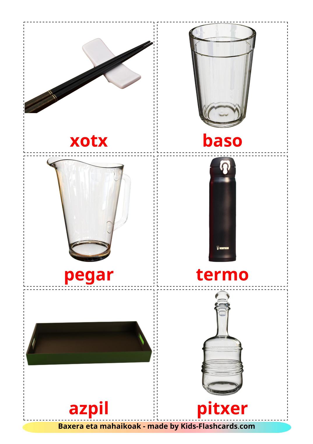 Crockery and cutlery - 29 Free Printable basque Flashcards 
