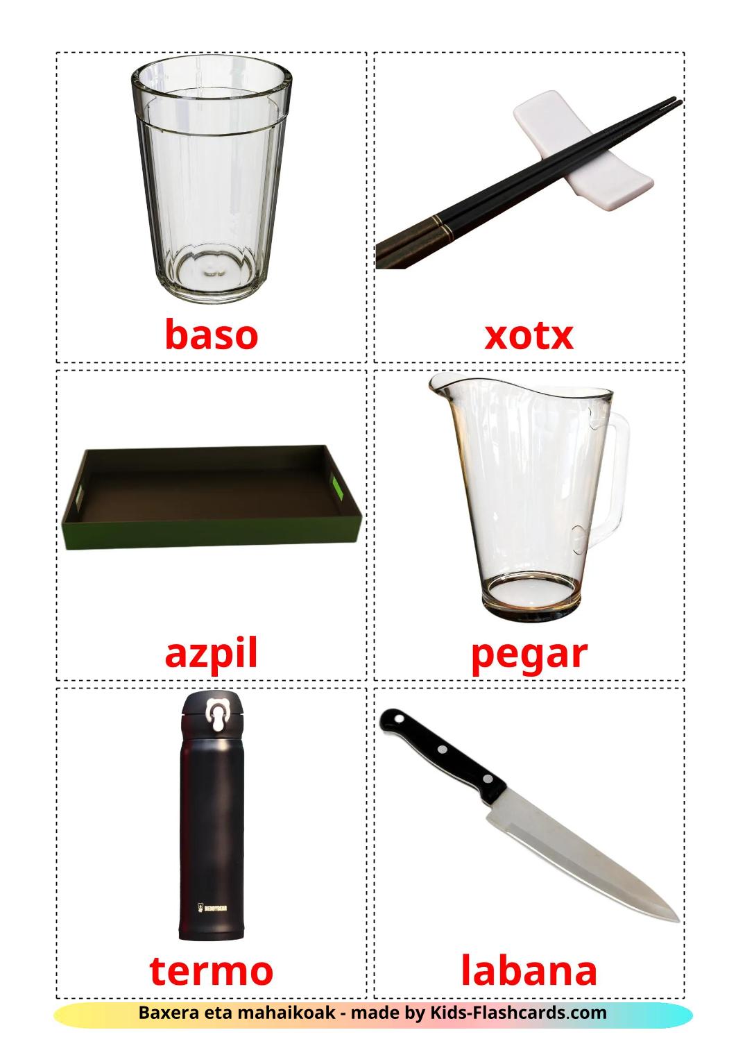 Crockery and cutlery - 26 Free Printable basque Flashcards 