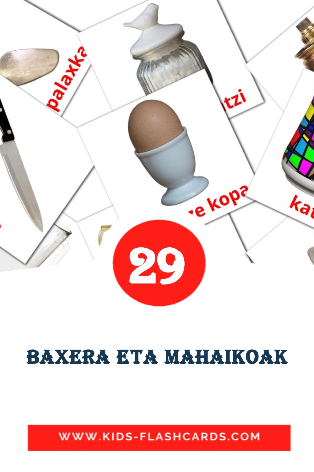 29 Baxera eta mahaikoak fotokaarten voor kleuters in het baskisch