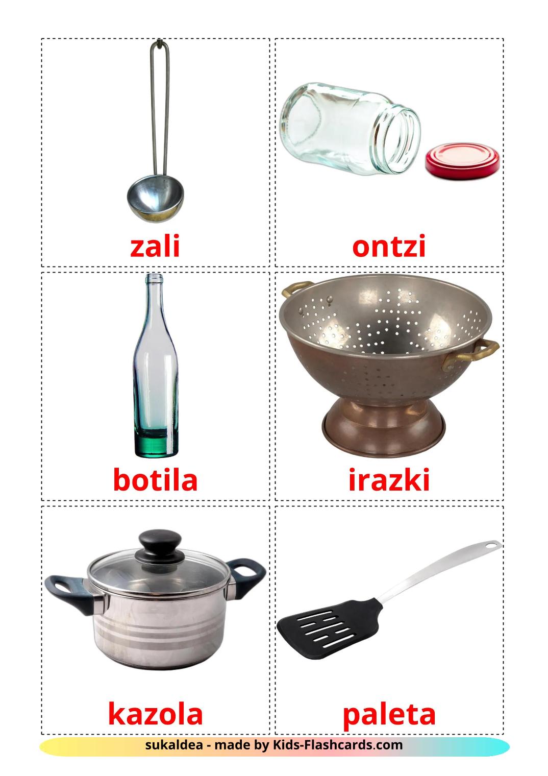 Utensili da cucina - 31 flashcards basco stampabili gratuitamente