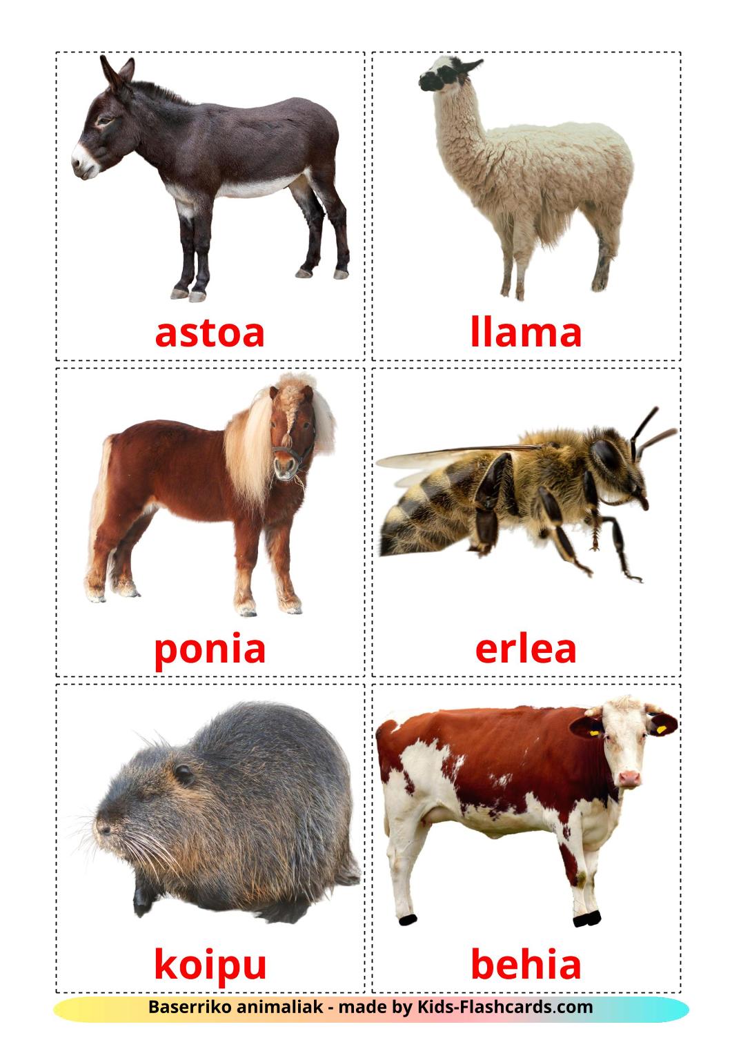 Farm animals - 15 Free Printable basque Flashcards 