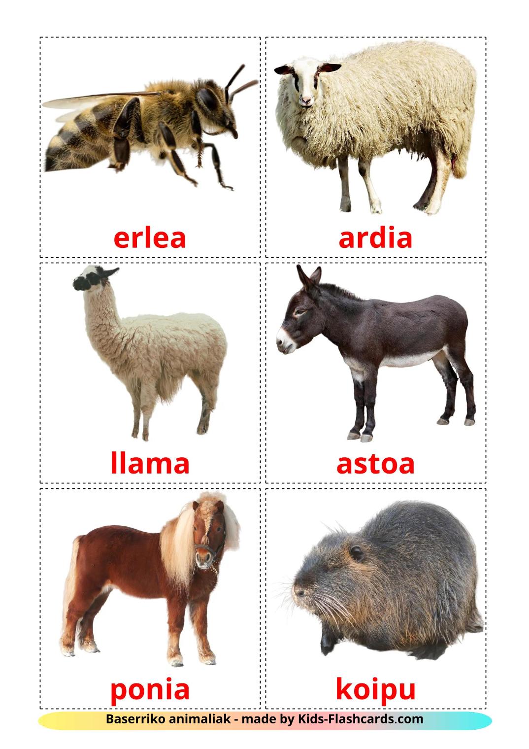 Farm animals - 16 Free Printable basque Flashcards 