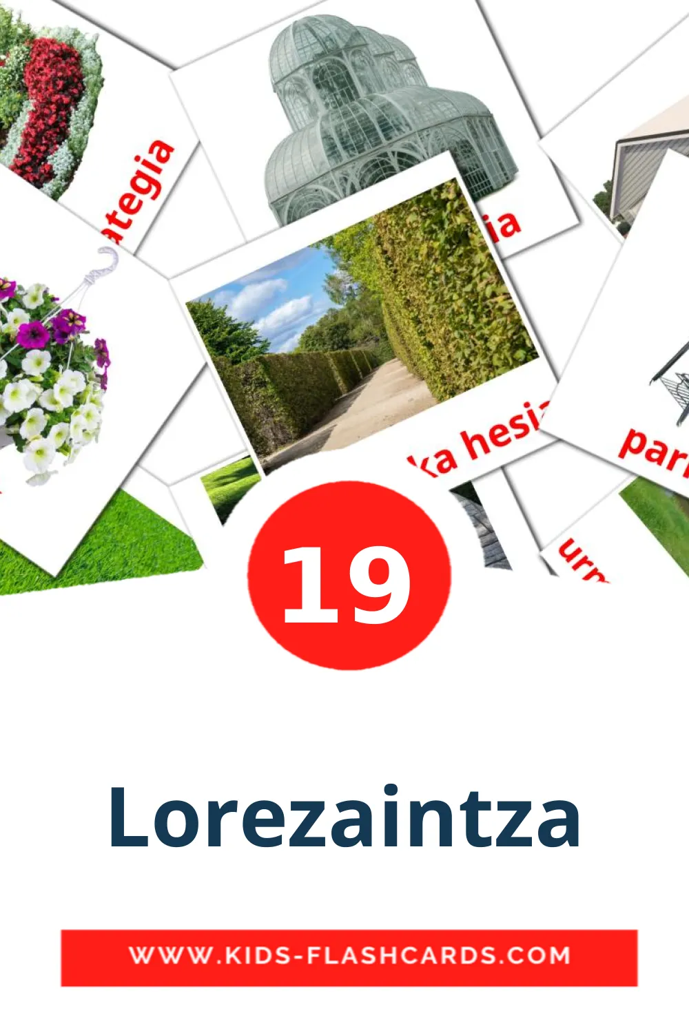 19 Lorezaintza Picture Cards for Kindergarden in basque