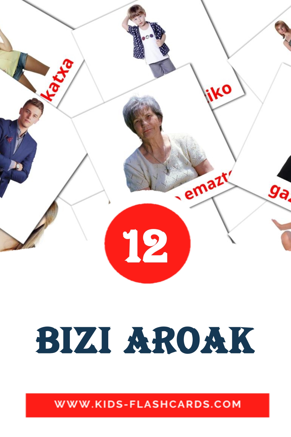 12 Bizi aroak Picture Cards for Kindergarden in basque