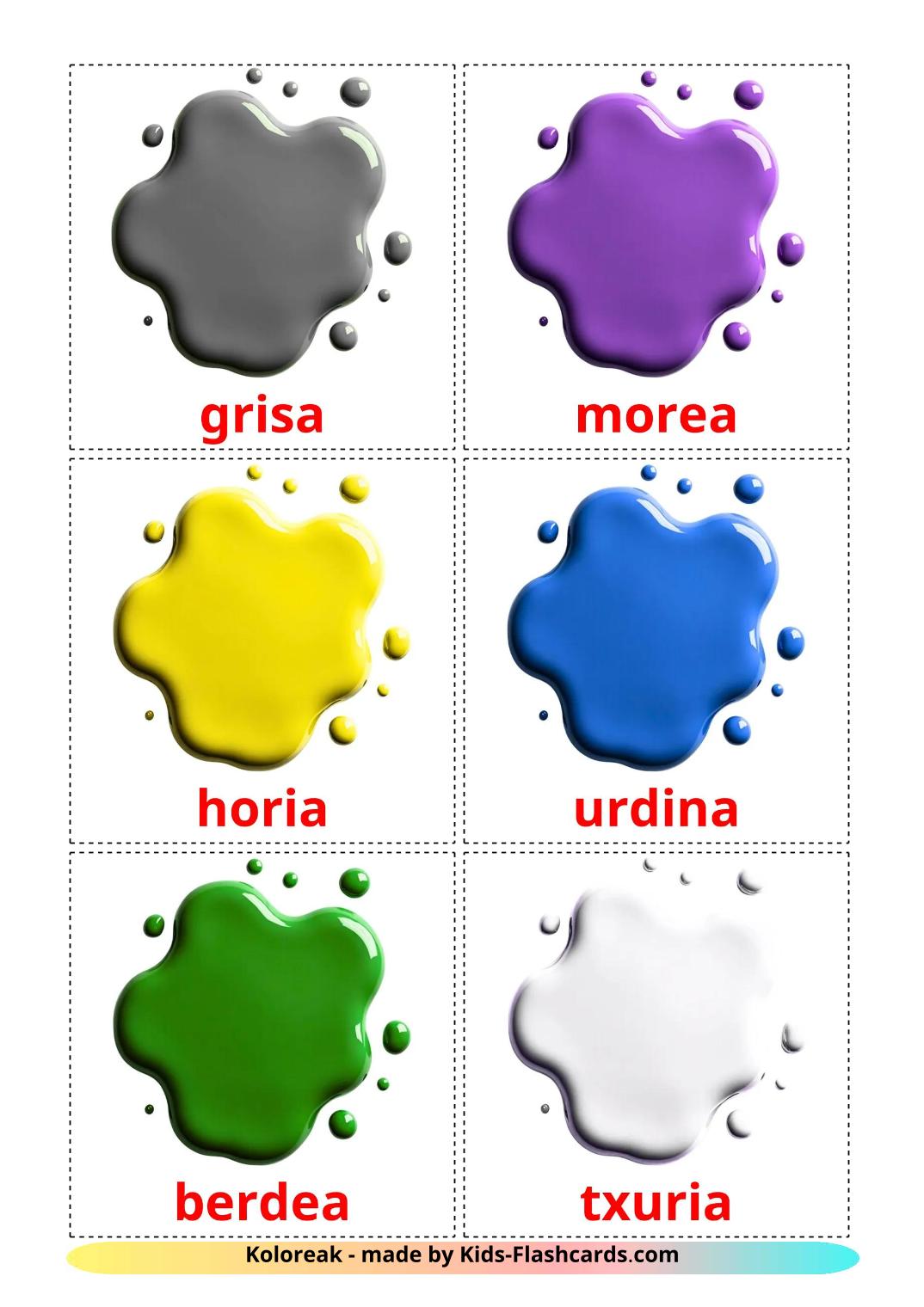 Colors - 11 Free Printable basque Flashcards 