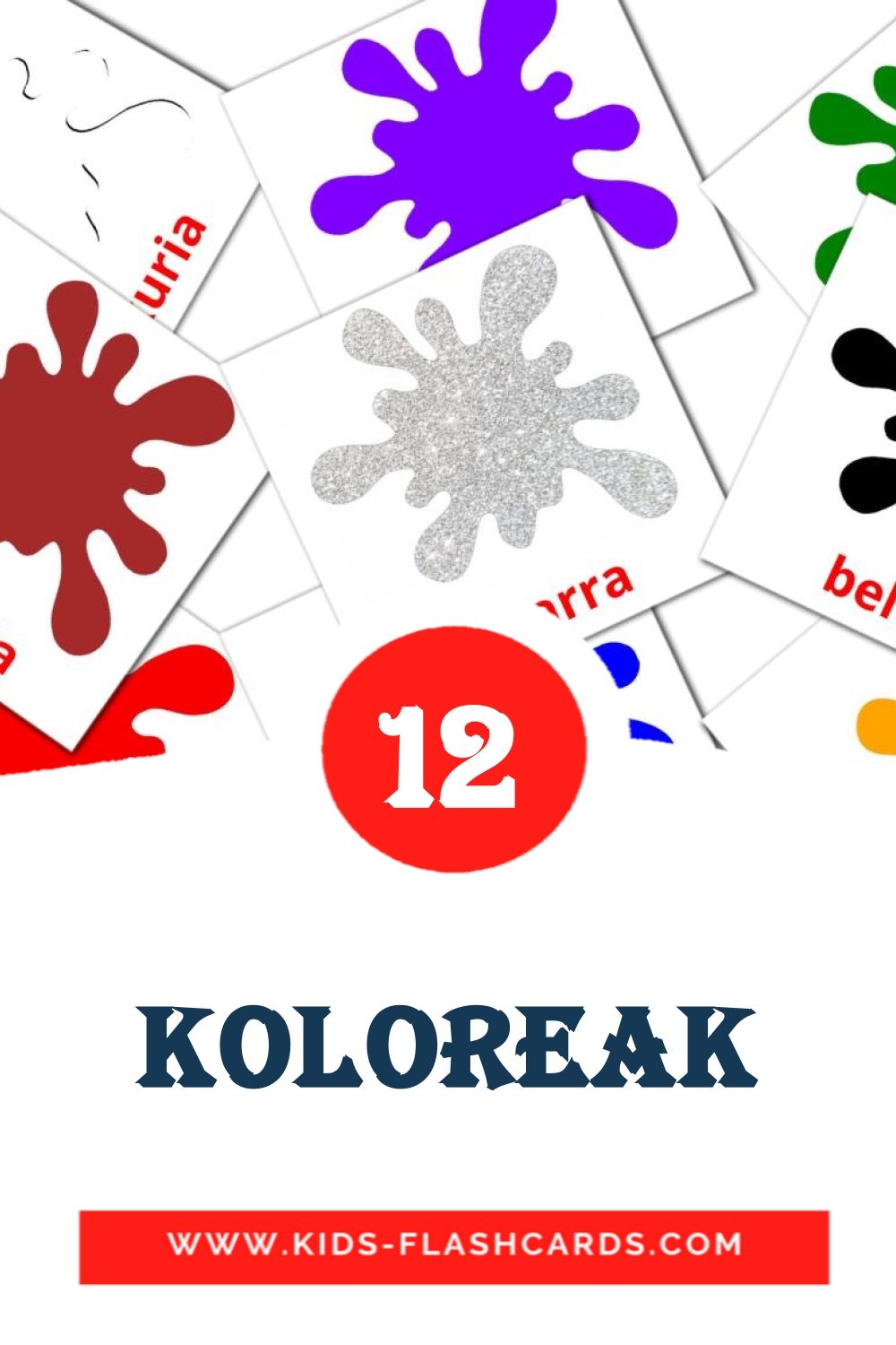 12 Koloreak Picture Cards for Kindergarden in basque