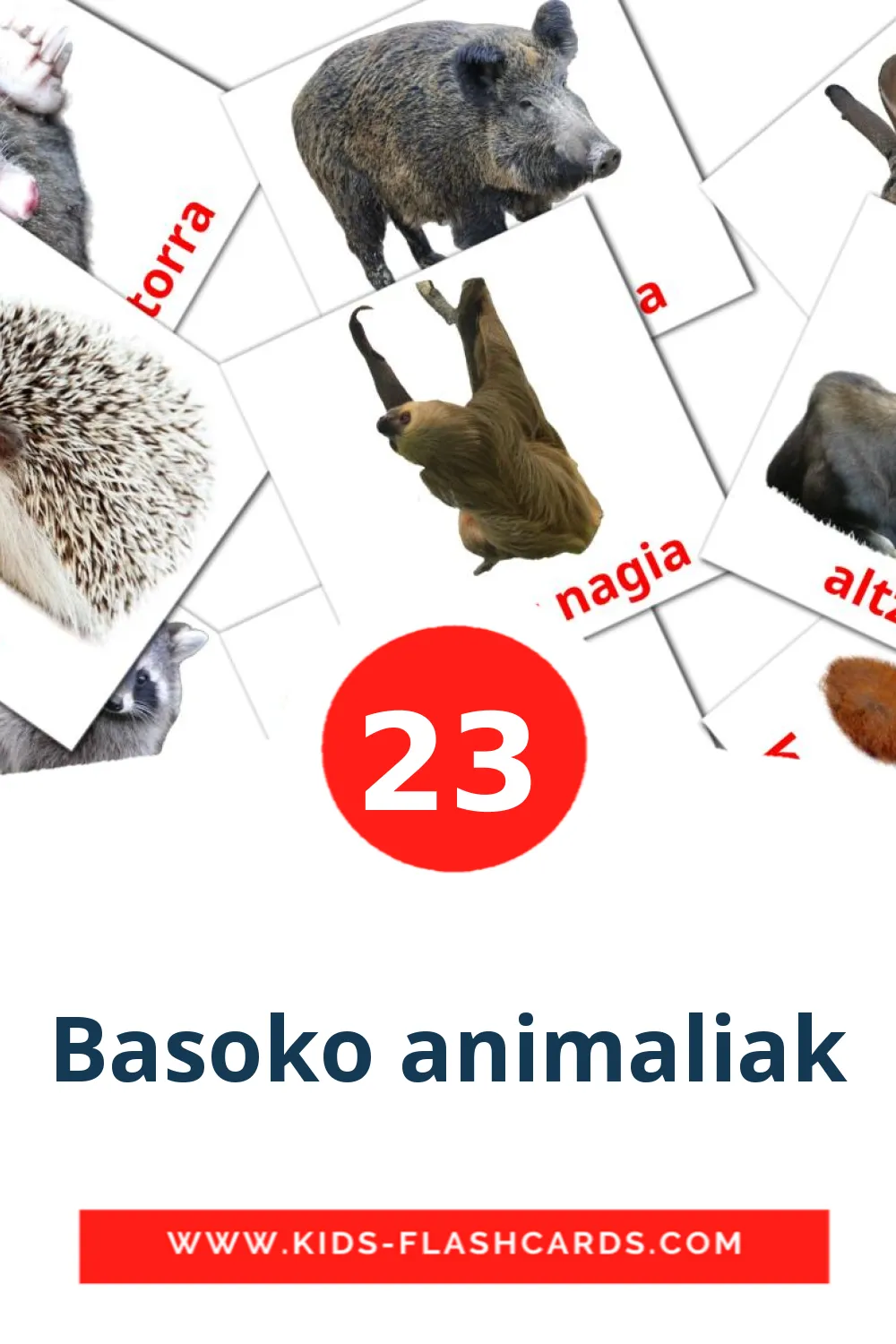 23 Basoko animaliak Bildkarten für den Kindergarten auf Baskische