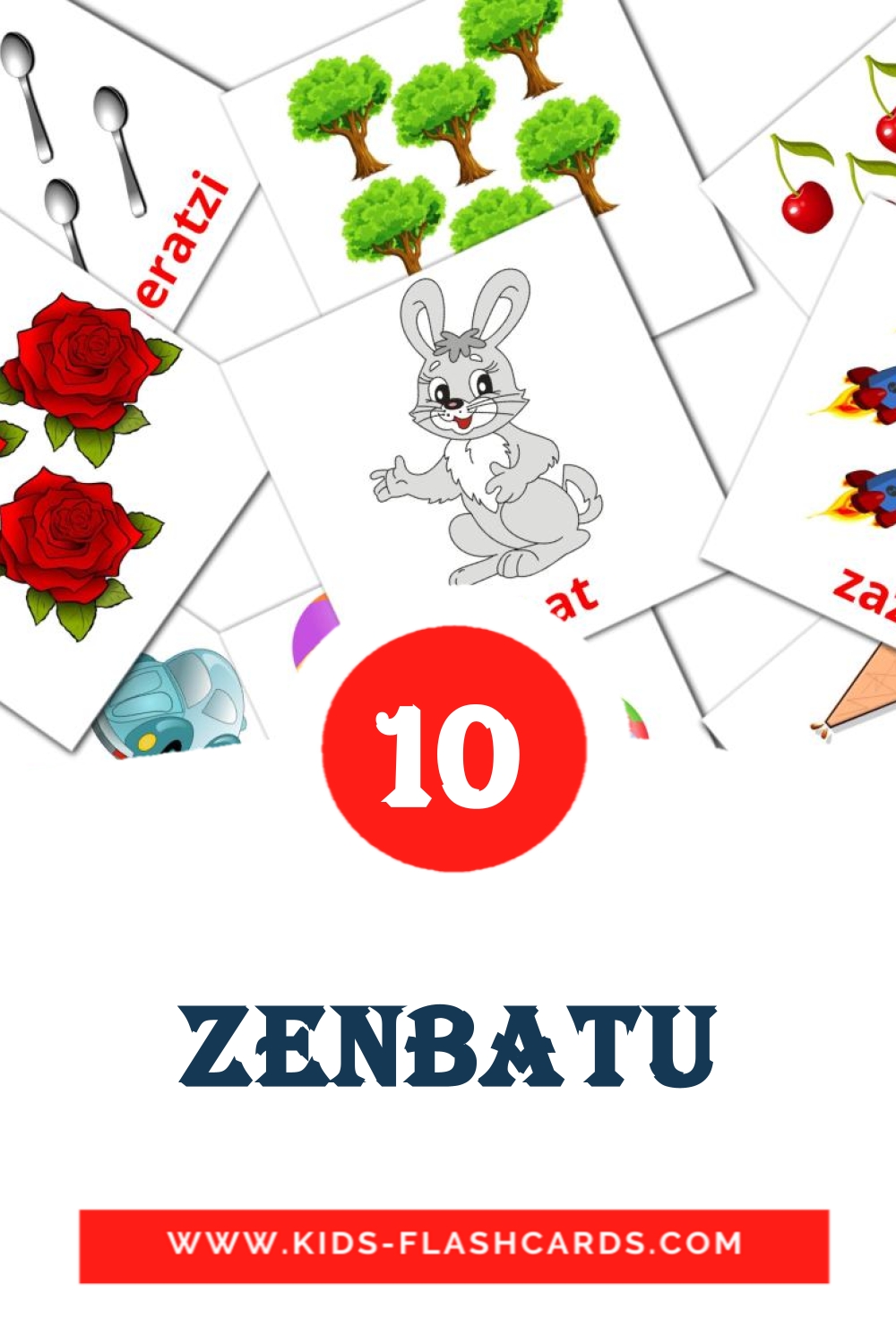 10 Cartões com Imagens de Zenbatu para Jardim de Infância em basco
