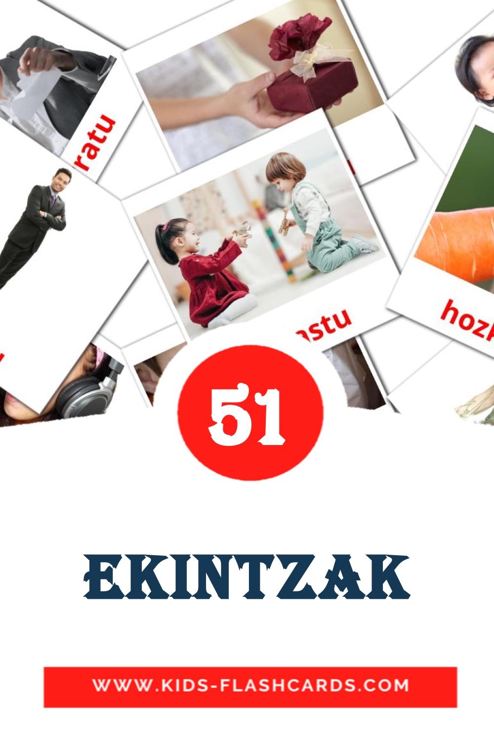 51 tarjetas didacticas de Ekintzak para el jardín de infancia en euskera