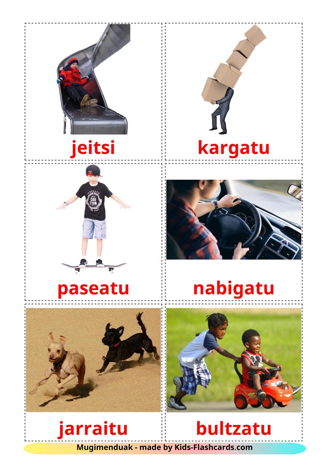 Movement verbs - 19 Free Printable basque Flashcards 