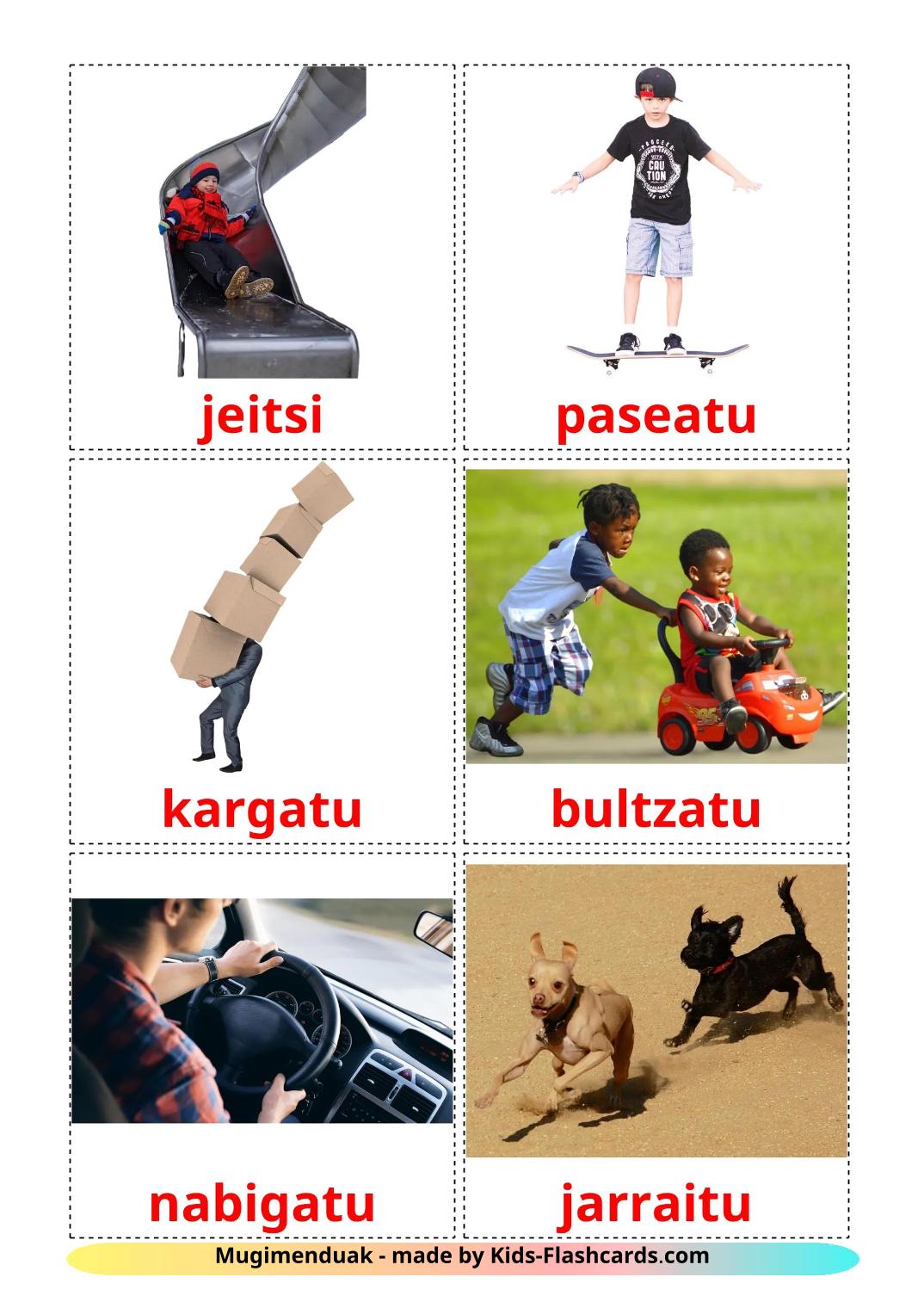 Movement verbs - 20 Free Printable basque Flashcards 